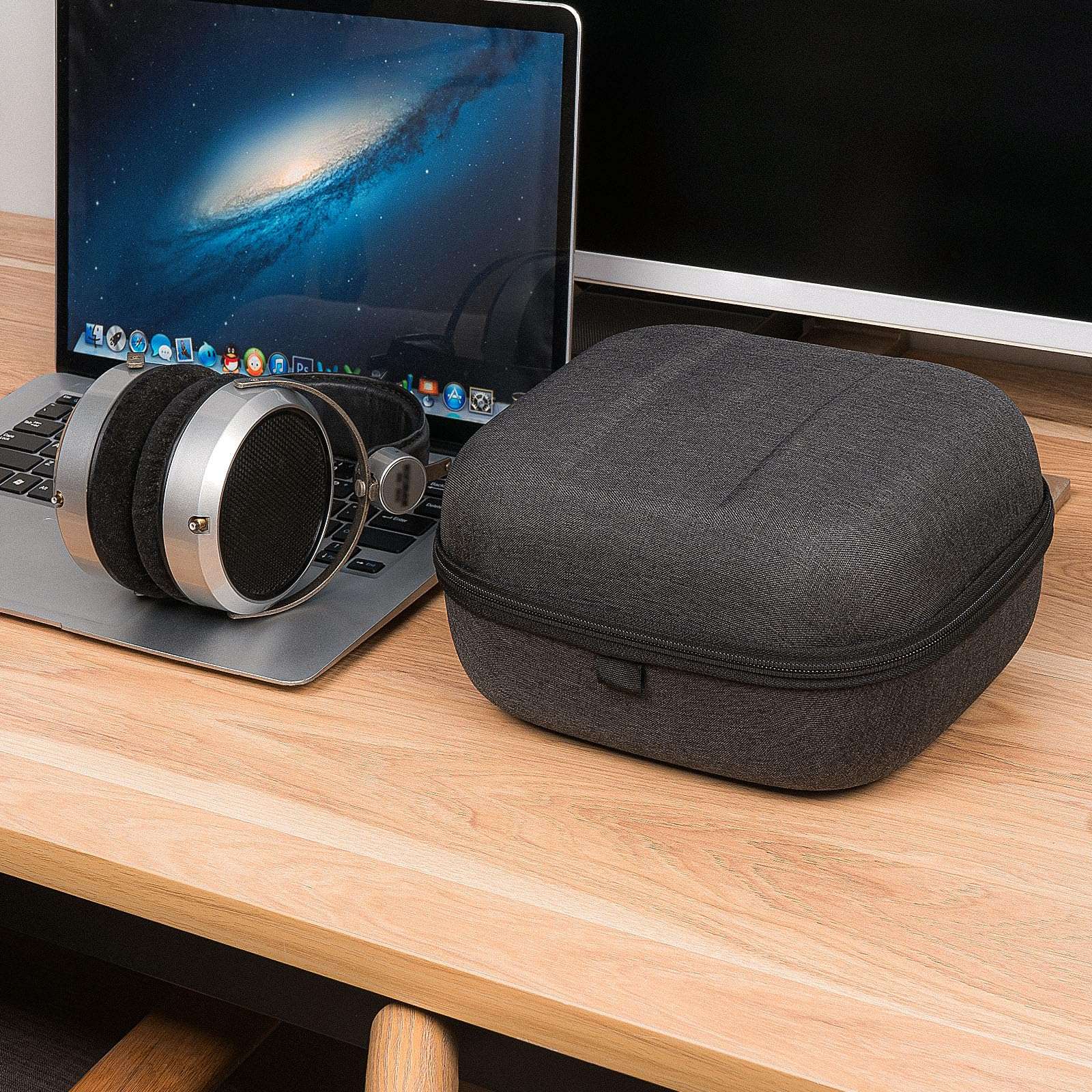 Geekria Shield for Large-Sized Over-Ear Headphones Case Compatible with HiFiMAN HE 400i, HE 6se, HE 5se, Replacement Protective Hard Shell Travel Carrying Bag with Cable Storage (Dark Grey) 6