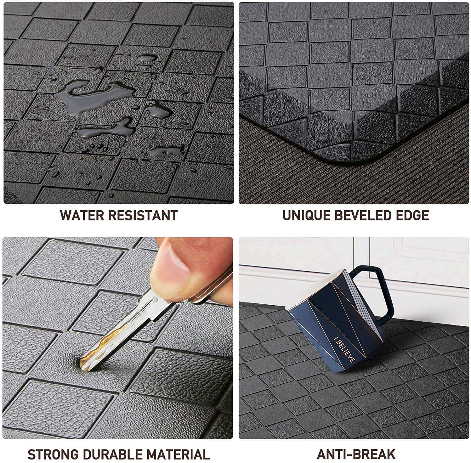 HARI Floor Mat Cushioned Anti-Fatigue,17.3"x28",Thick Waterproof Non-Slip Mats and Rugs Heavy Duty Ergonomic Comfort Rug for Kitchen,Floor,Office,Sink,Laundry,Black 6