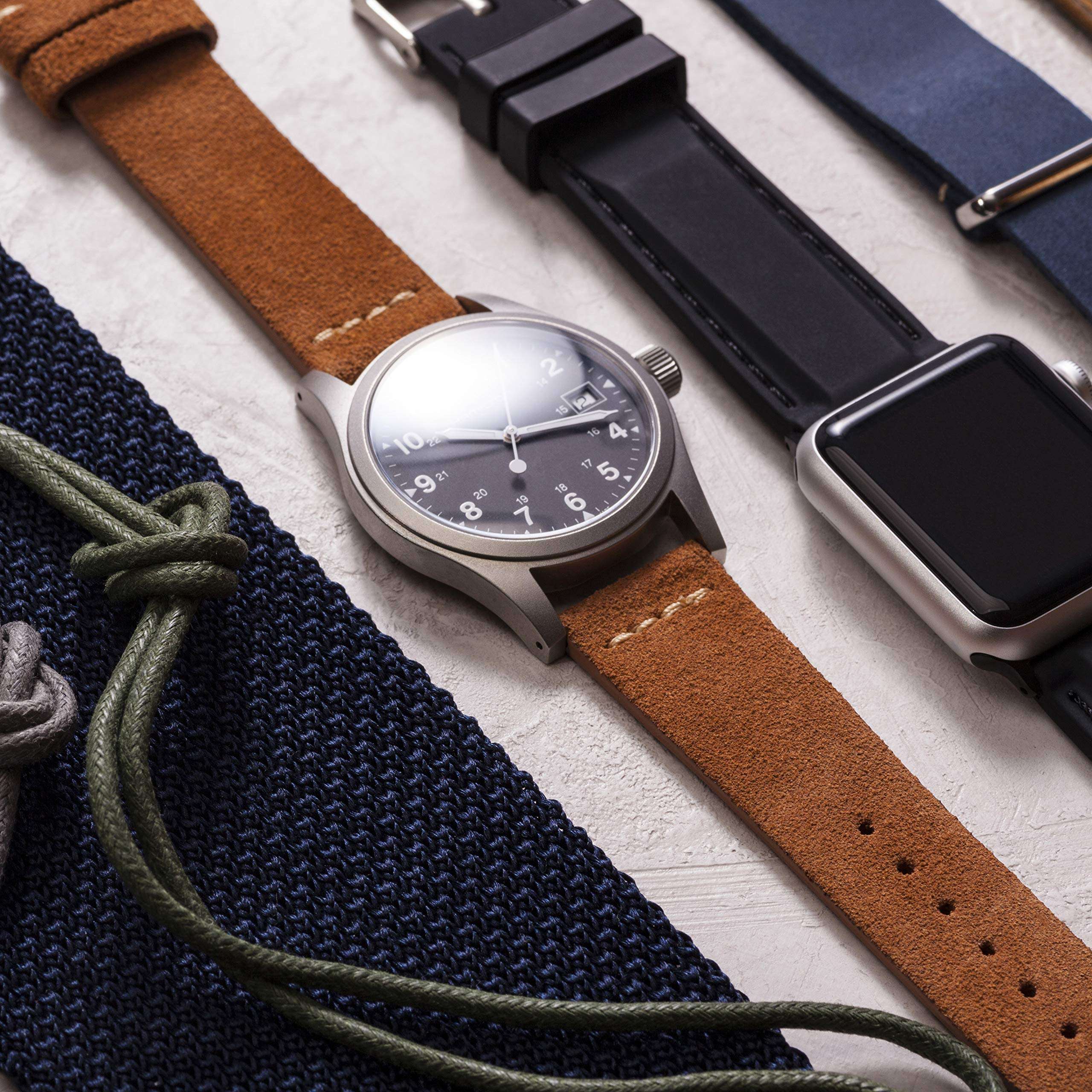 Benchmark Basics Slate Grey 20mm Suede Watch Strap - Vintage Leather Watch Band for Men & Women - Compatible with Regular & Smart Watches 6