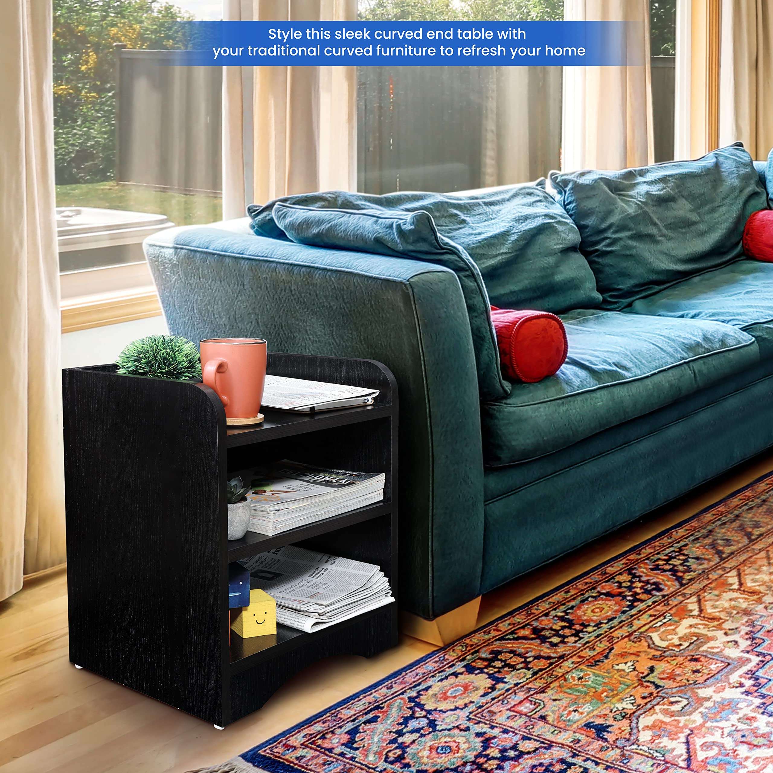 ABOUT SPACE Wooden Side Table - Night Stand & End Table Organiser - 2 Tier Shelf Space Saver Storage Organizer - Bedside Furniture for Bedroom,Living Room,Hallway(L 40 x B 30 x H 46 cm,Lemon Oak) 4