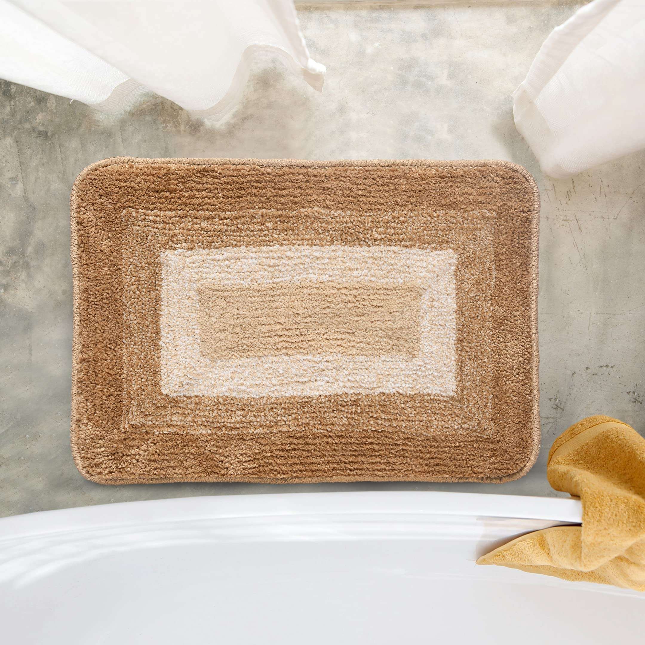 Frame Set of 2 Pcs. Bath-Door Mat 35x50 cm. Antiskid & Washable by Saral Home(Gold) 3