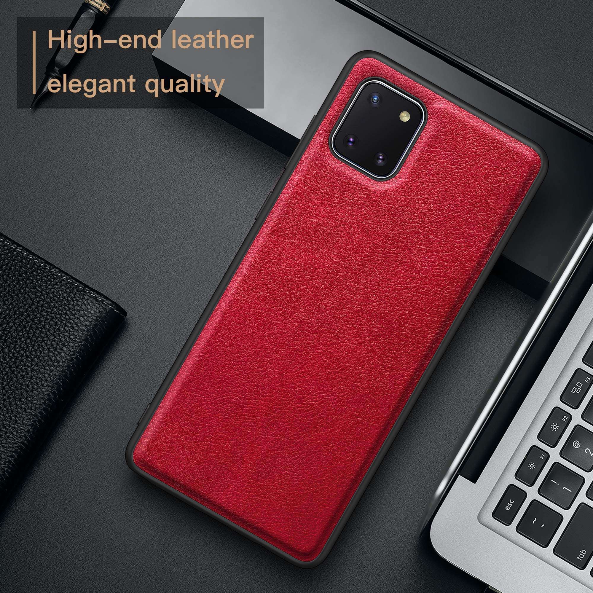 Banzn Case for Samsung Galaxy Note 10 Lite, Premium Leather Stylish Elegant Soft Grip Shockproof Anti-Scratch Protection Cover Cases for Samsung Galaxy Note 10 Lite (6.7") 2020 (Red) 3