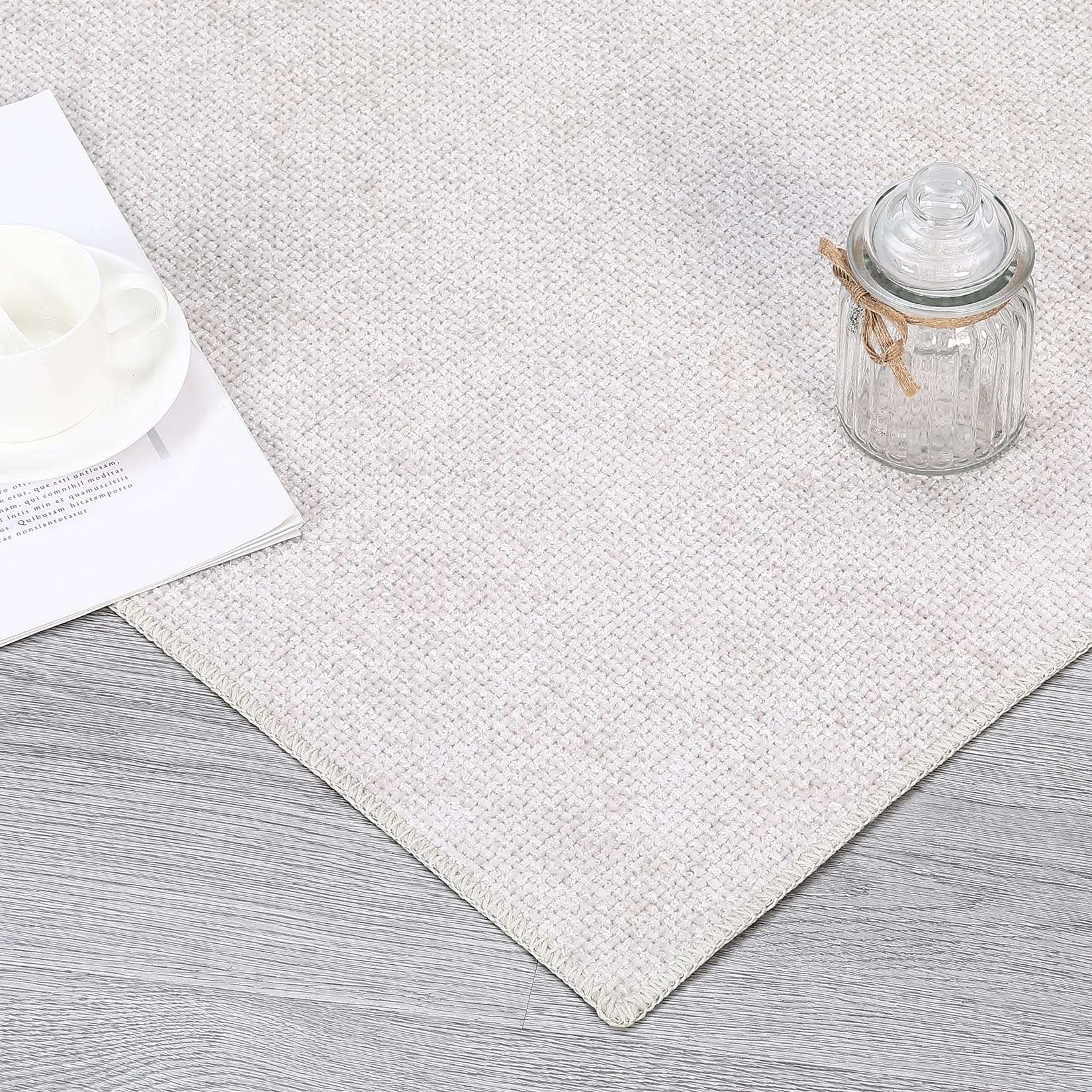 GAOMON Washable Area Rug Modern Solid Weaving Textured Living Room Rug Non-Slip Stain Resistant Farmhouse Accent Rug Indoor Floor Carpet for Bedroom Entryway Laundry Room, 4' x 6', Dark Grey 5