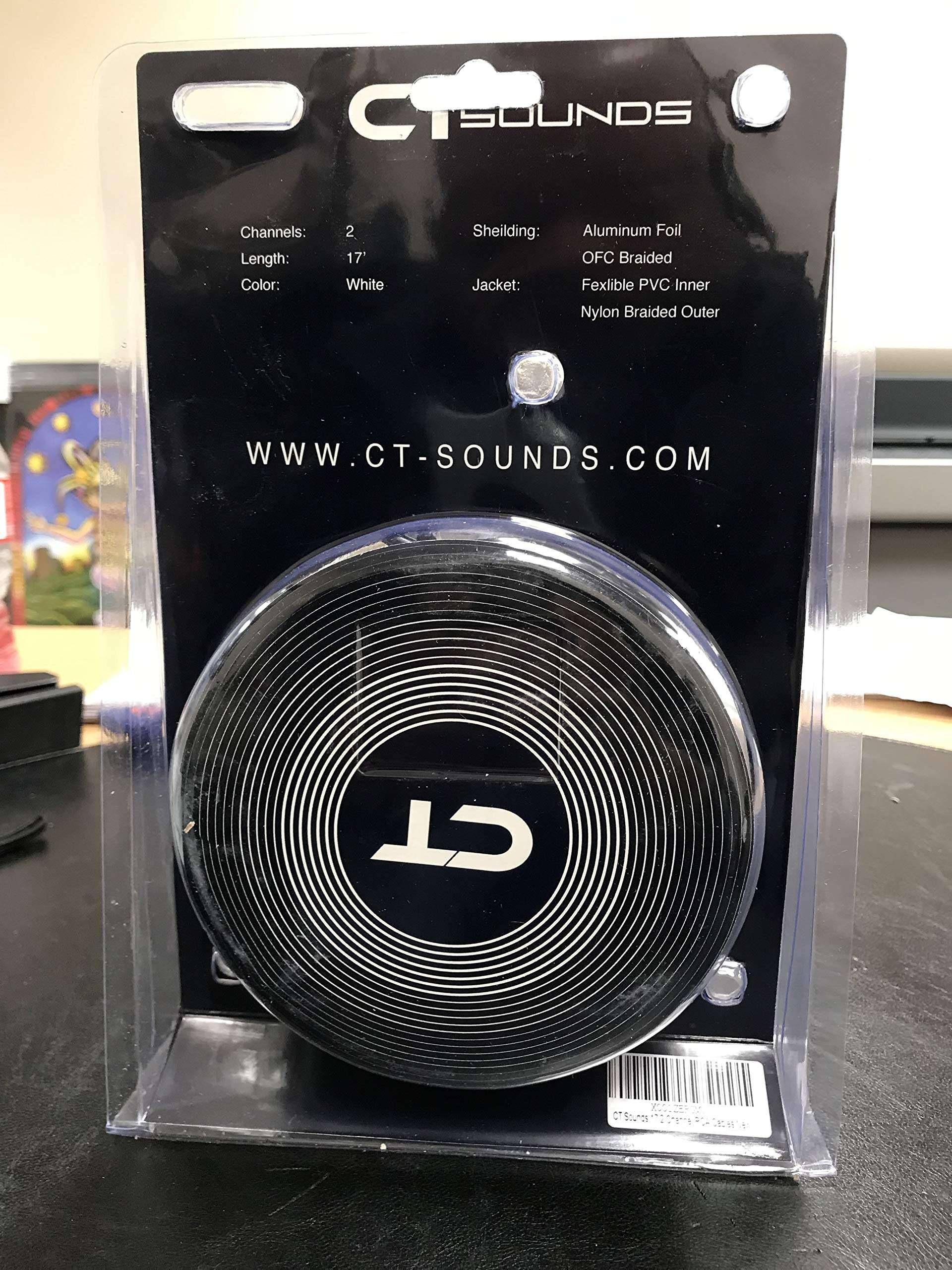 CT Sounds High Quality Car RCA Cable 17 Foot (5M) 2 Channel 2M - 2M (2 Male to 2 Male) Premium Aluminium FOIL OFC Braided Flexible PVC Nylon Outer Braid Black Cables 5