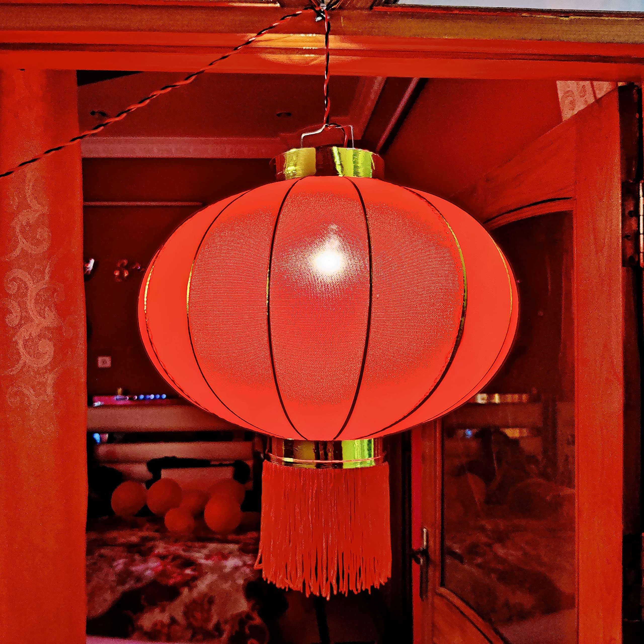 ALILA Red Nylon/Silk Akash Kandil for Diwali Balcony Lantern Lamp Shade Kandil Ceiling Jhumar for Christmas Decoration Hotels Home Garden Parties 3