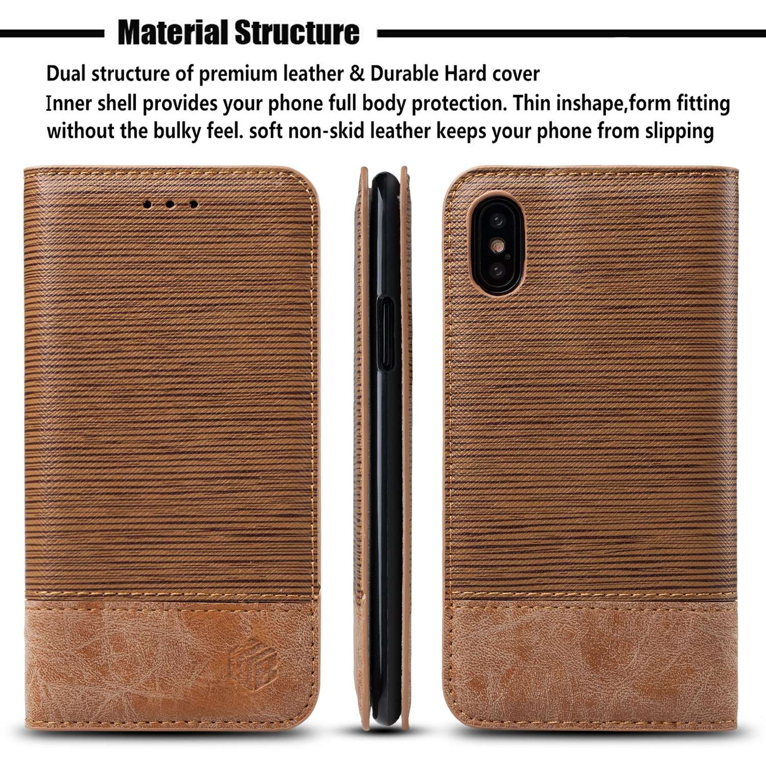 WenBelle for iPhone Xs/iPhone X Case, Stand Feature,Double Layer Shock Absorbing Premium Soft PU Color Matching Leather Wallet Cover Flip Cases for Apple iPhone Xs/X 5.8 inch (Yellow) 3