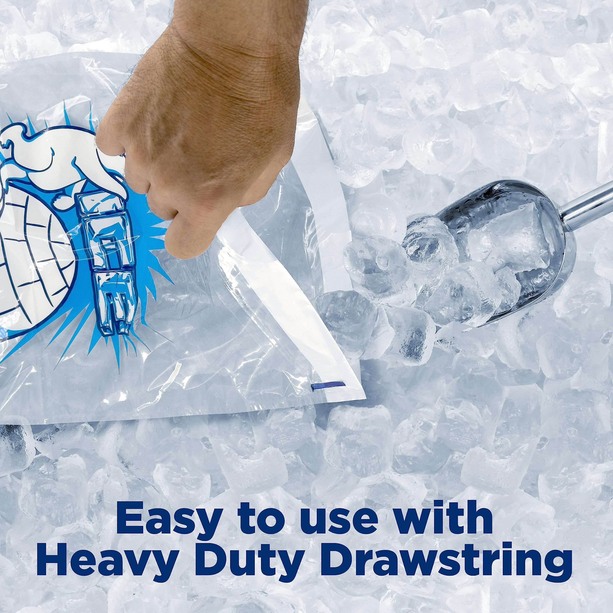 Ice Bags 10 lb with Drawstring - 100 Pack Ice Bags for Ice Machine, Heavy-Duty Reusable Ice Cube Bags, Plastic Bags for Ice, Ice Storage Bags for Freezers 4