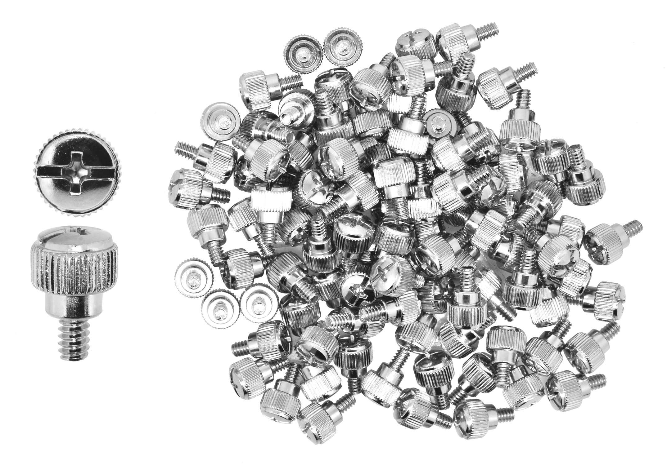 Mudra Crafts Silver Desktop PC Computer Building Case 6-32 Repair Mounting Thumb Screw Assortment Kit, 100 PCs