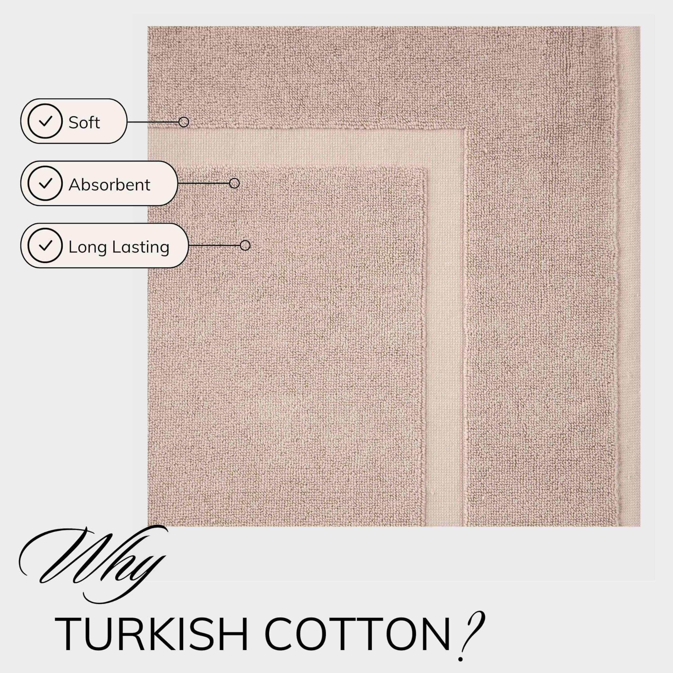 TEXTILOM Luxury 2 Pack Banded Cotton Bath Mats for Bathroom Floor [ Hotel, Spa, Tub, Shower Bath Mat Floor Towel Set ], Machine Washable & Soft & Absorbent & Quick Dry (20''x34'')- Beige 3