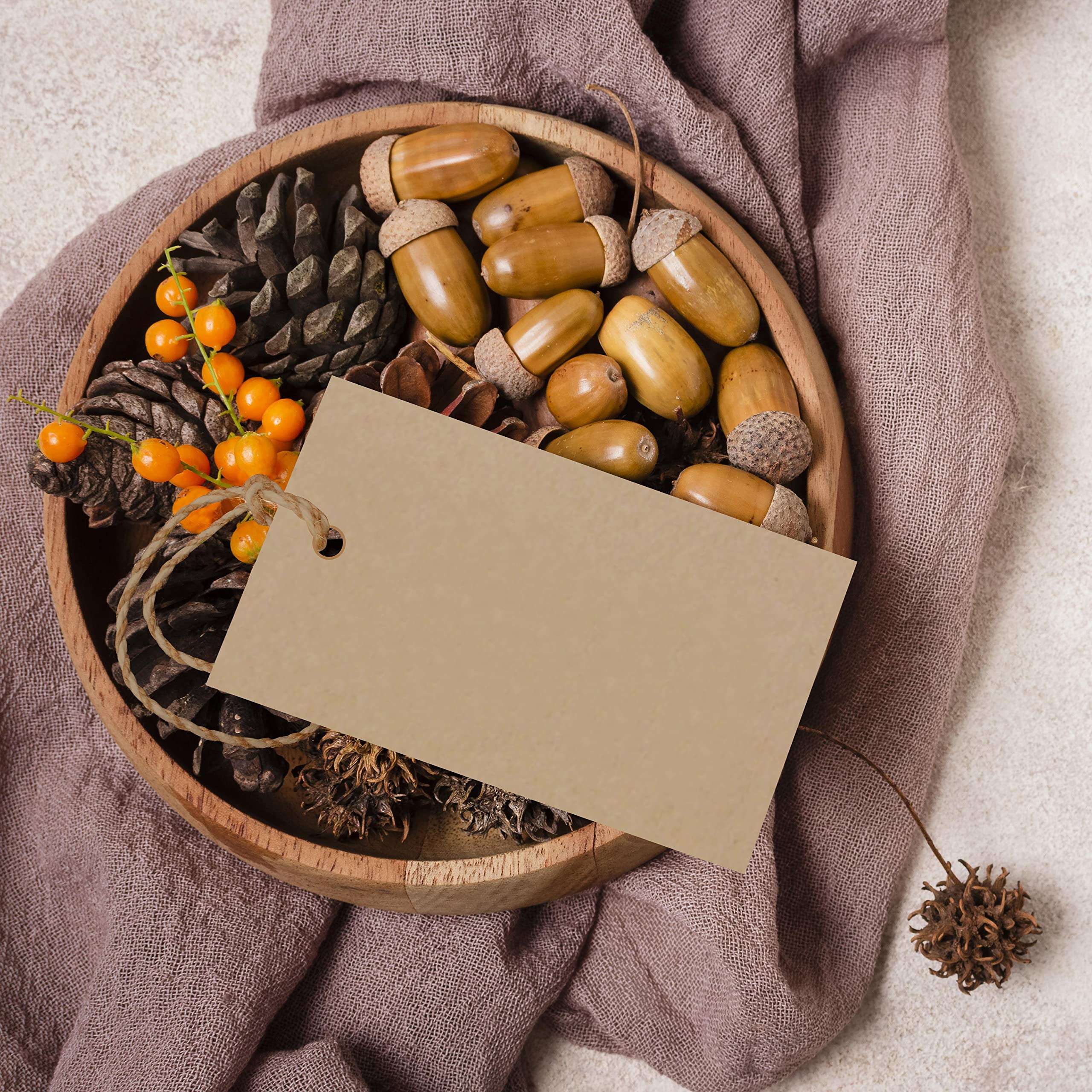 FlyBuy Hub Premium Gift Tags, Double-Sided Available Kraft Paper Price Tags with Jute Twin, Craft Tags Labels Treats Tags for Wedding Christmas Day Thanksgiving (Pack Of 100, Design 12) 4