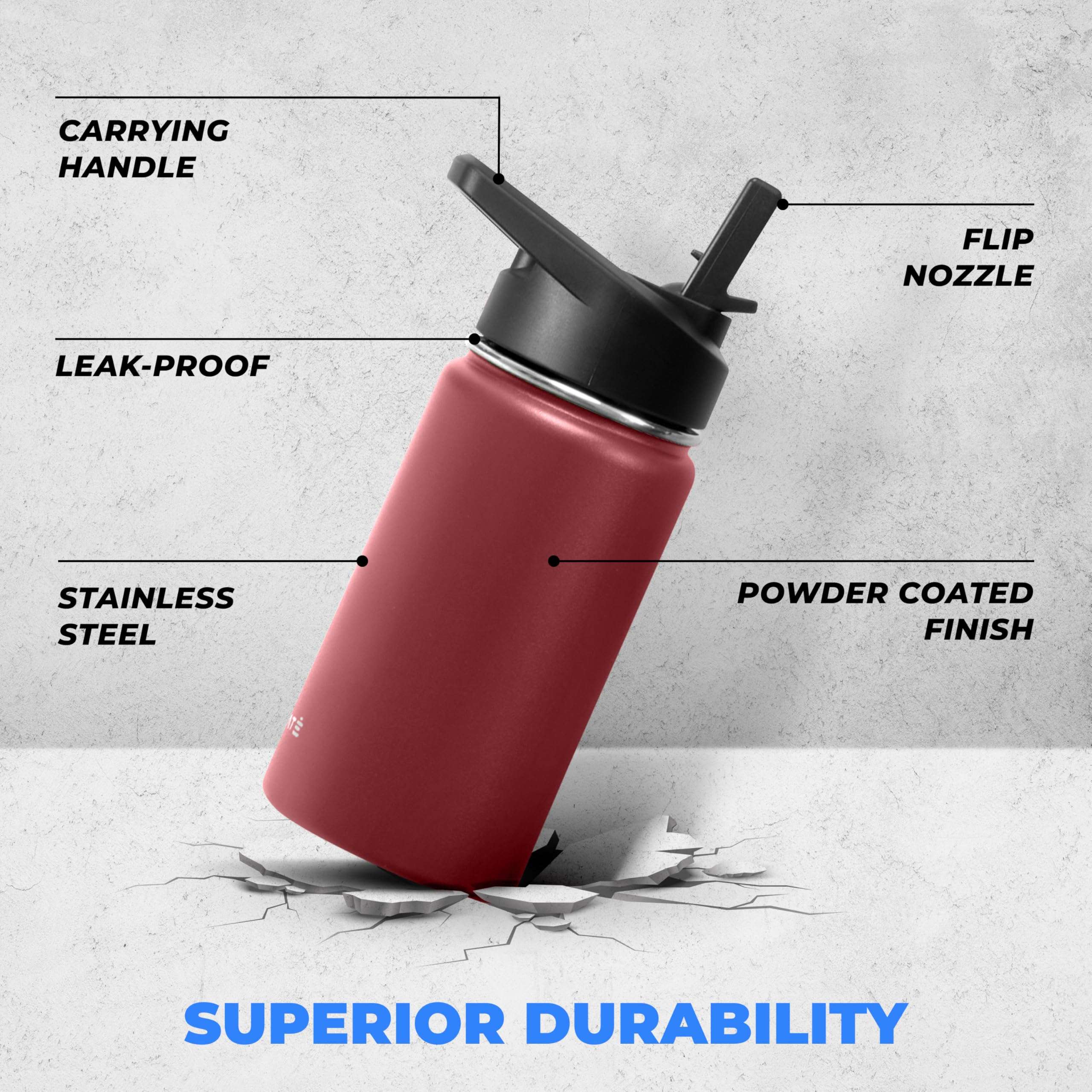 Hydrate Kids Stainless Water Bottle - Small Insulated Water Bottle for Kids - Spill Proof Lid - Double Wall Insulation for Cold & Warm Drinks - Kids Flask Water Bottle - Chili Pepper Style - 14oz 6