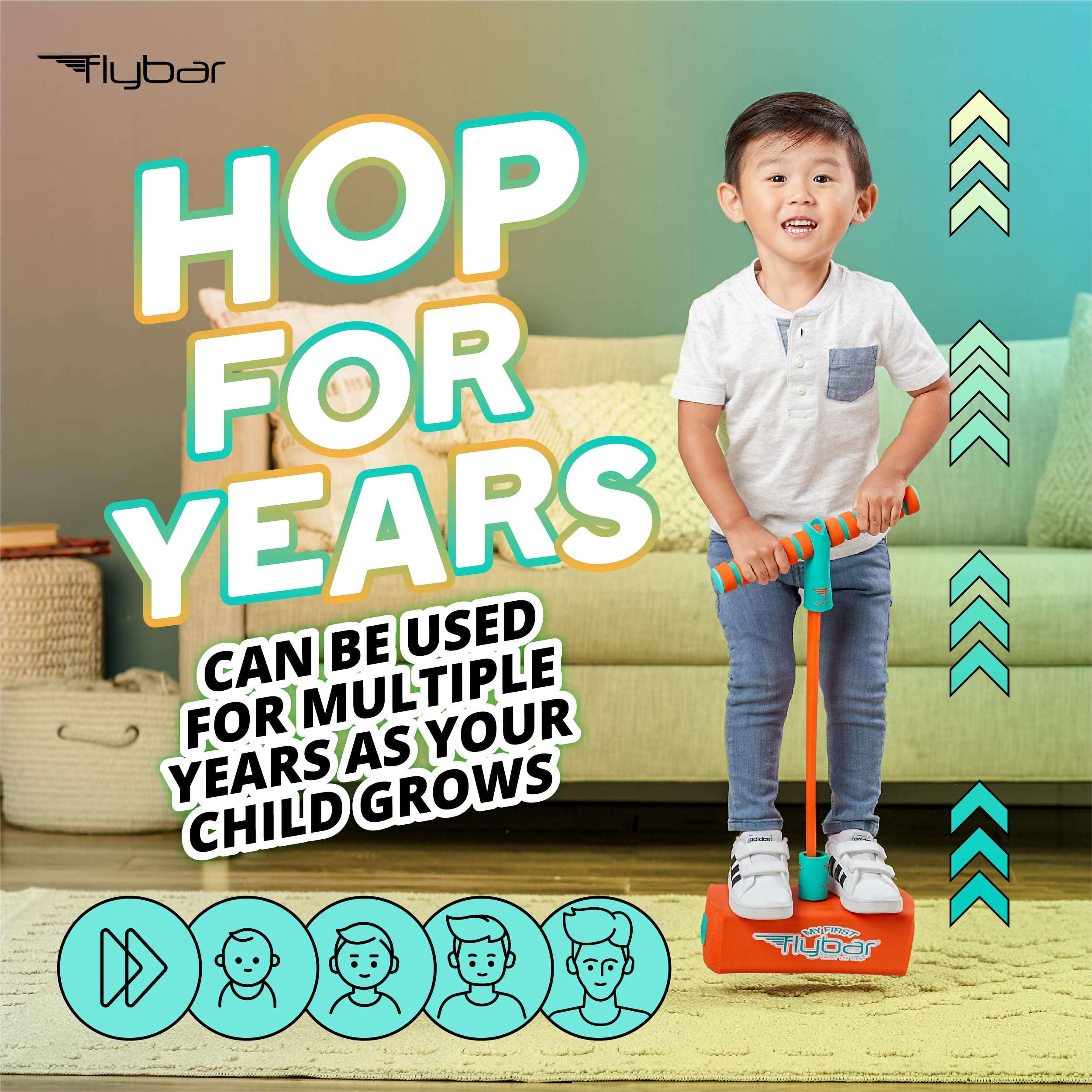 Flybar My First Foam Pogo Jumper for Kids Fun and Safe Pogo Stick for Toddlers, Durable Foam and Bungee Jumper for Ages 3 and up, Supports up to 250lbs (Orange) 6