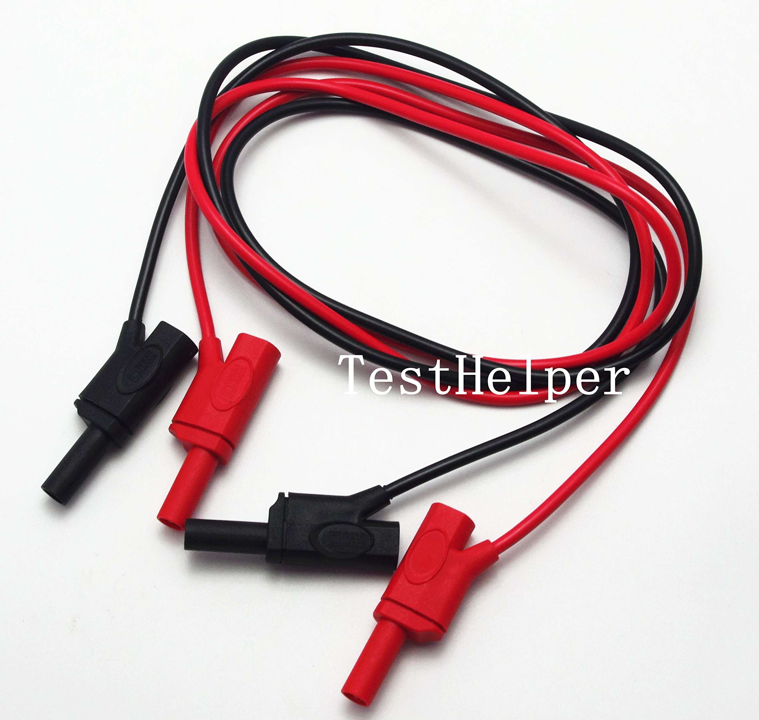 TestHelper 1M/3feet/39in PVC Test Leads with Stackable Shrouded Gold Plated Banana Plugs Red+Black 1