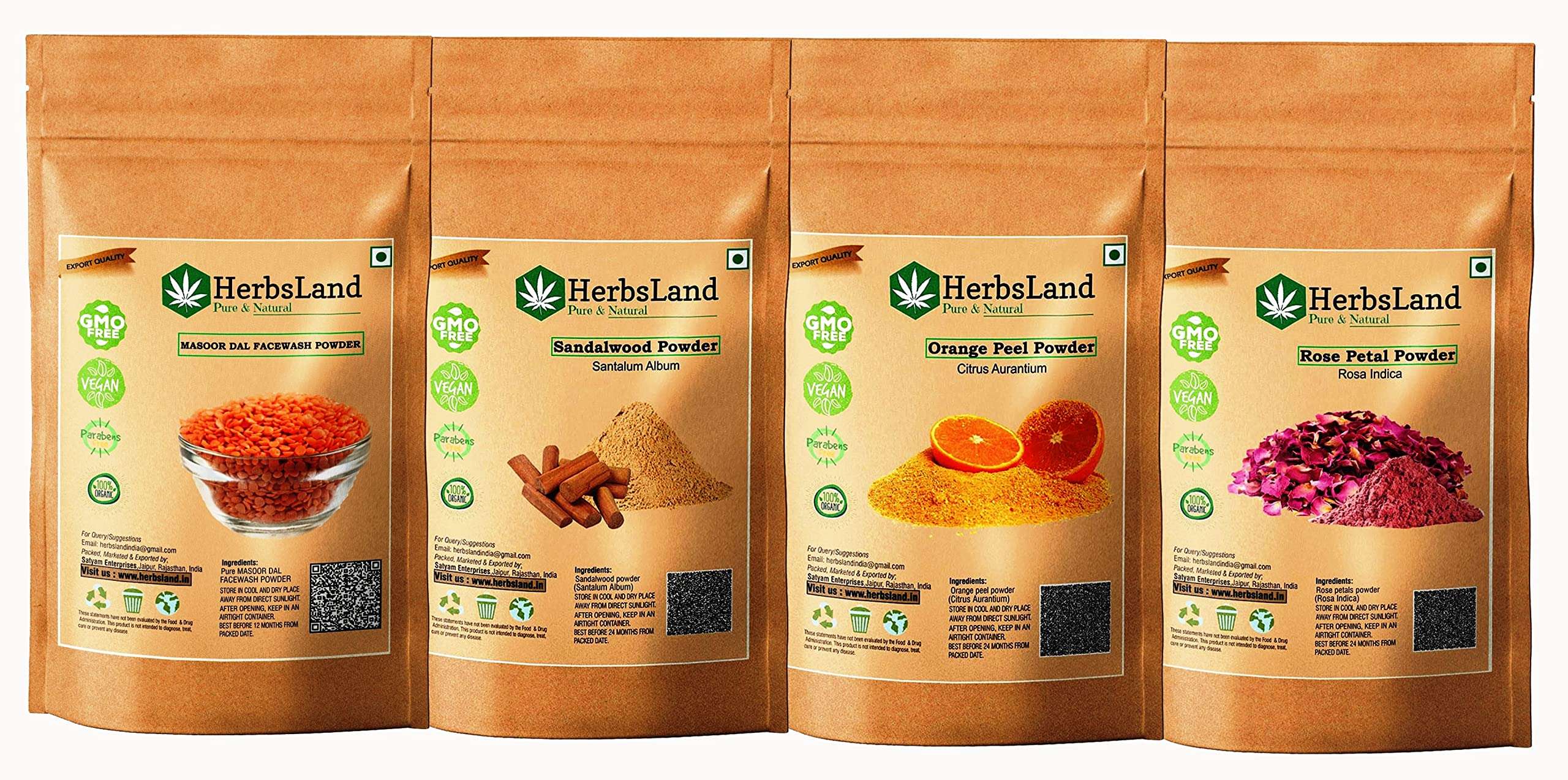 HerbsLand Masoor, Sandalwood, Orange And Rose Powder 1