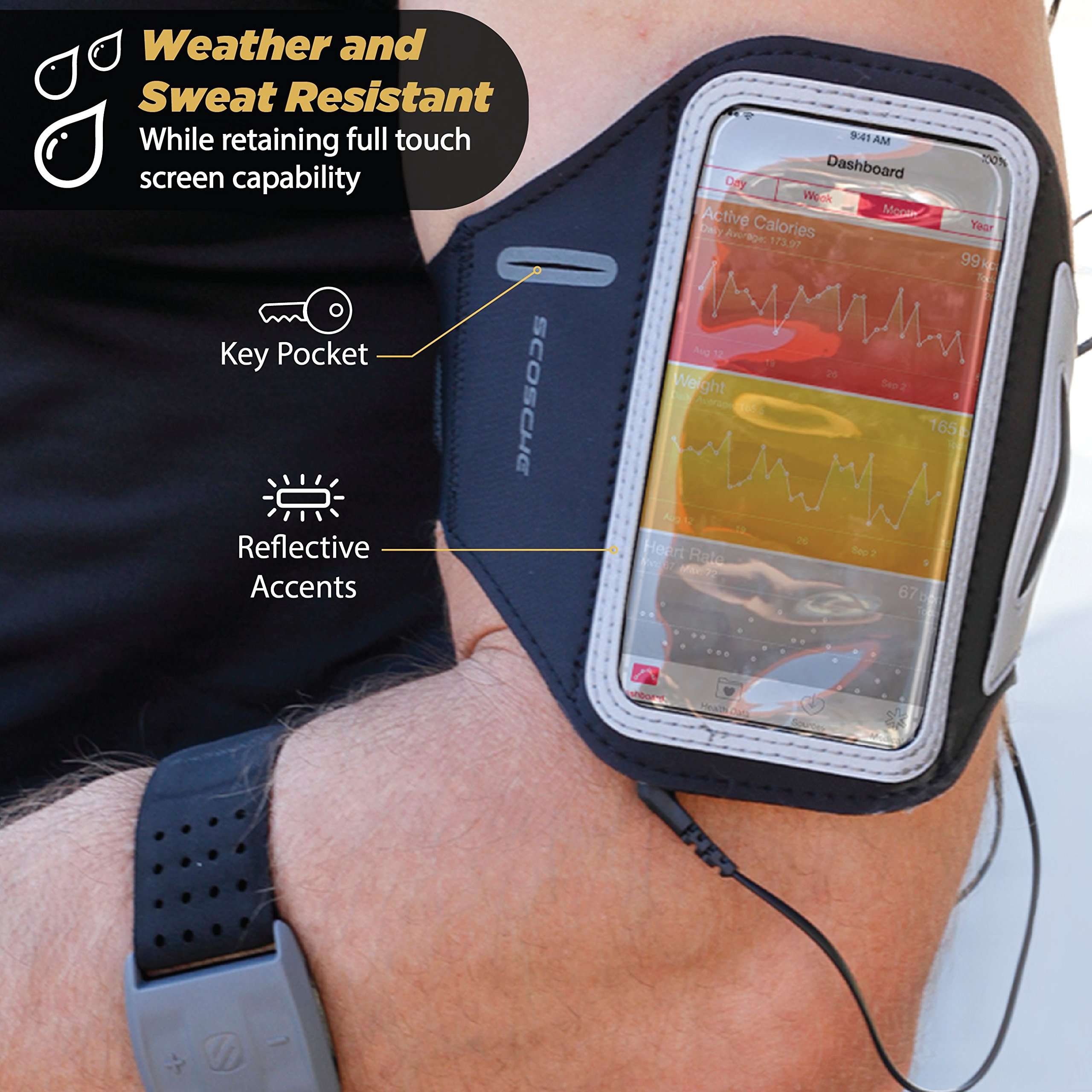 SCOSCHE HFDABXL SoundKase XL Ultra-Light Sport Armband Cell Phone Case, Black/Gray 3
