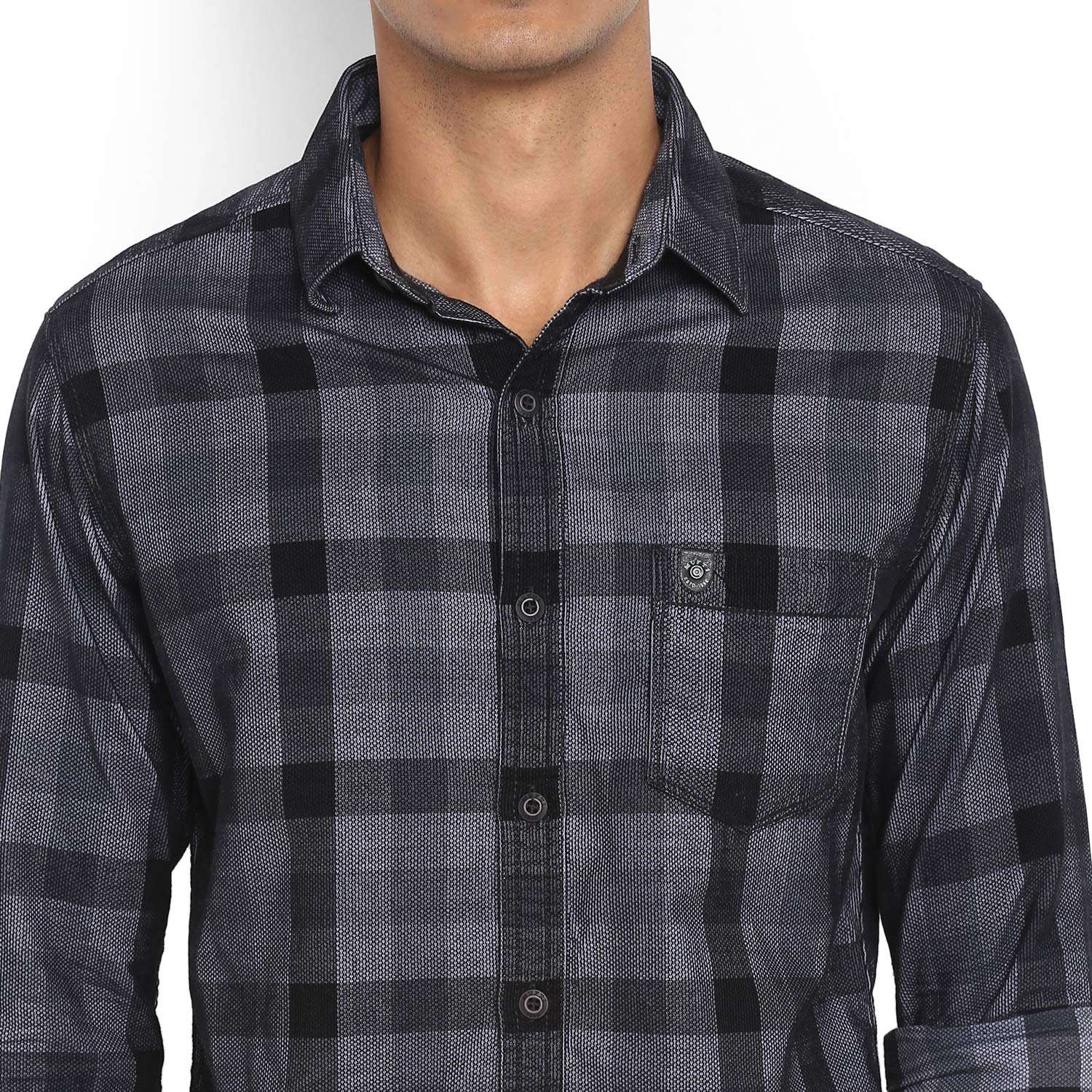 Mufti - MFS-10097-I Men's Grid Tattershall Grey Full Sleeves Shirt, XL 6
