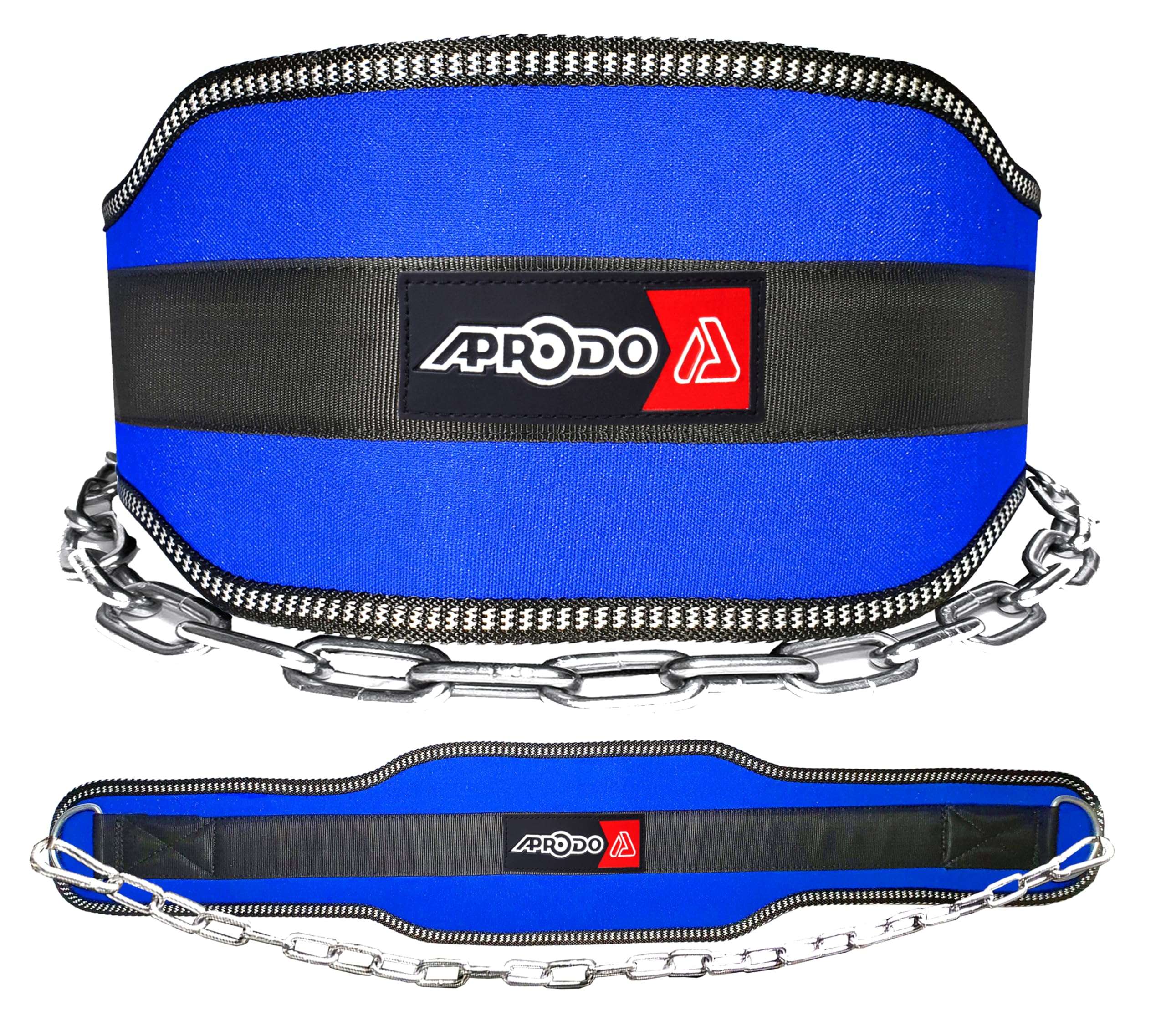 Aprodo Sports DIP Belt with Steel Chain 36 INCHES Weighted Chain for DIPS Pull UPS Weight Lifting Crossfit ONE Size FITS All (Blue) 1