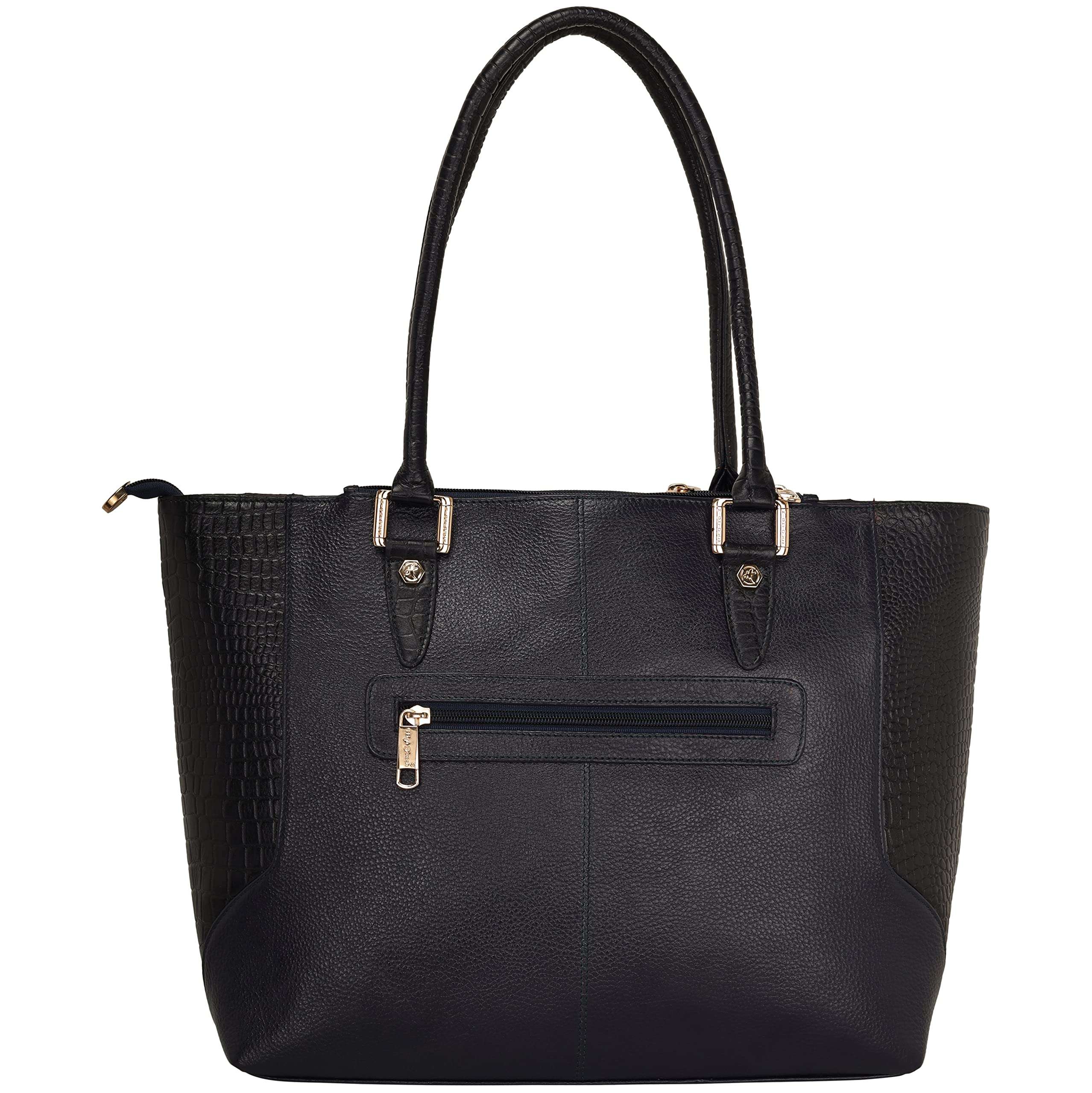 HIGH TOUCH Leather Side Croco Texture Women's Handbag/Shoulder Bag (Black) 6