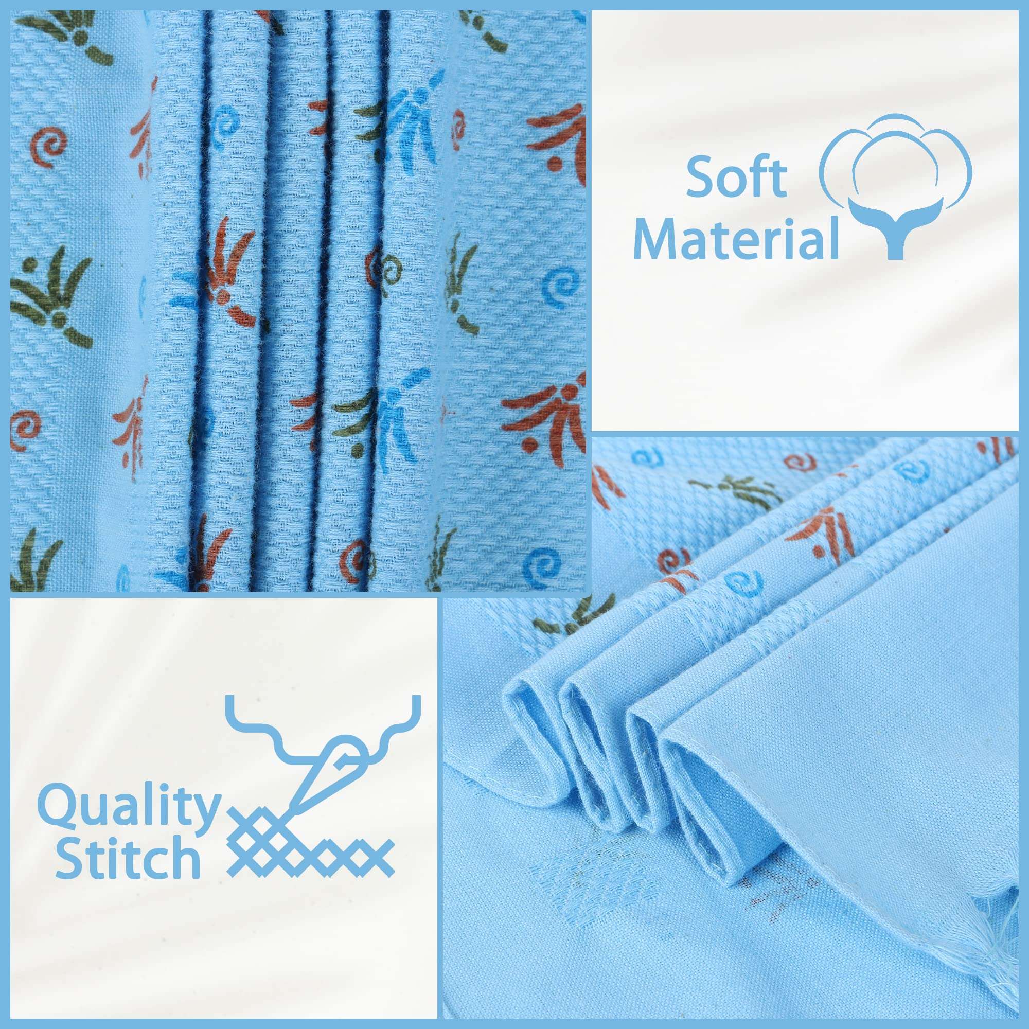 ZAHYA 6 pcs Cotton Napkin for Workout, Face, Dining | Ultra-Light Weight ~27 GMS | Colour Floral 5