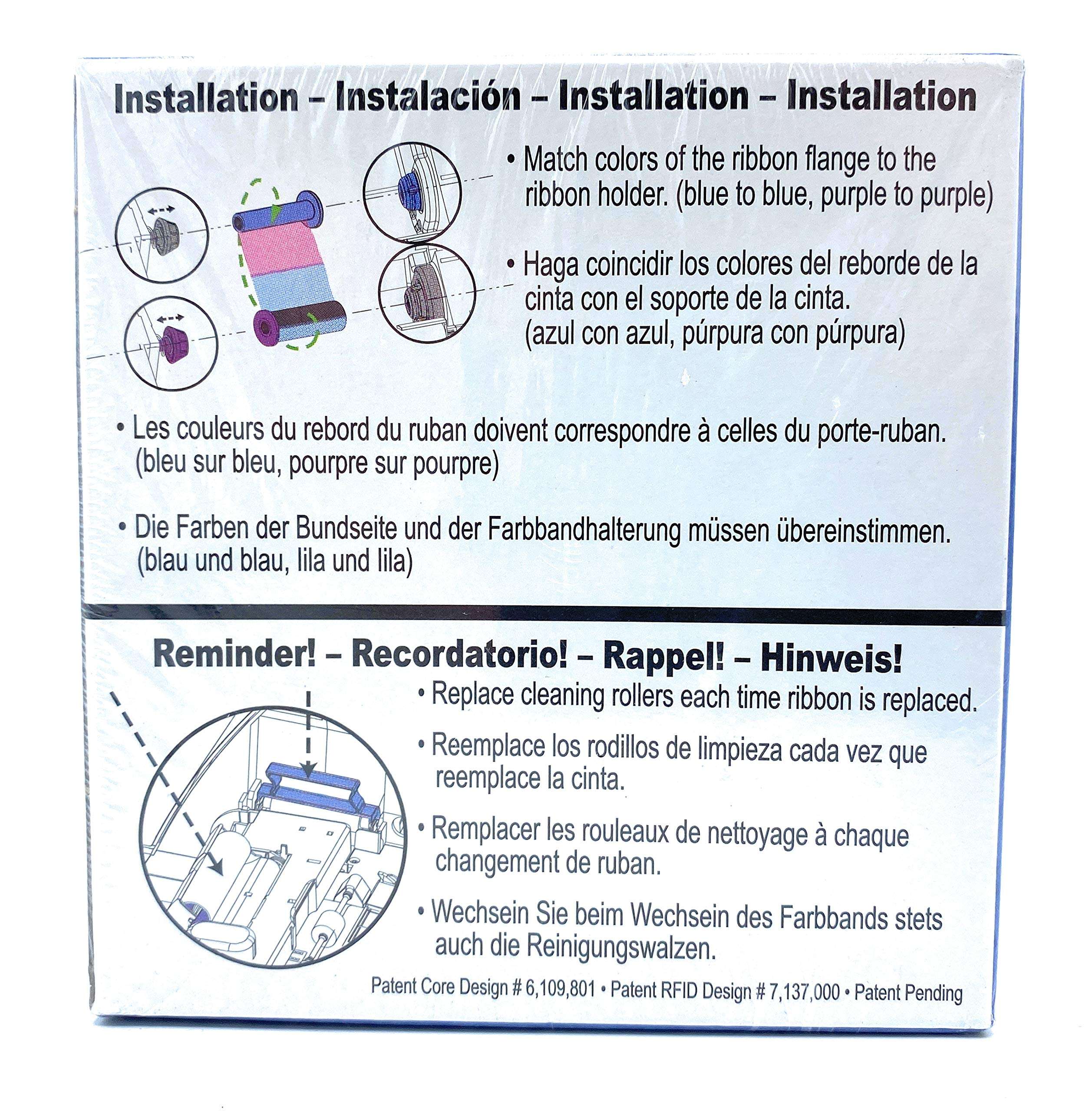 Zebra Technologies 800012-480 YMCK True Colors I Series Color 5 Panel Ribbon, ZXP Series 8 Compatible, 500 Labels per Roll 3