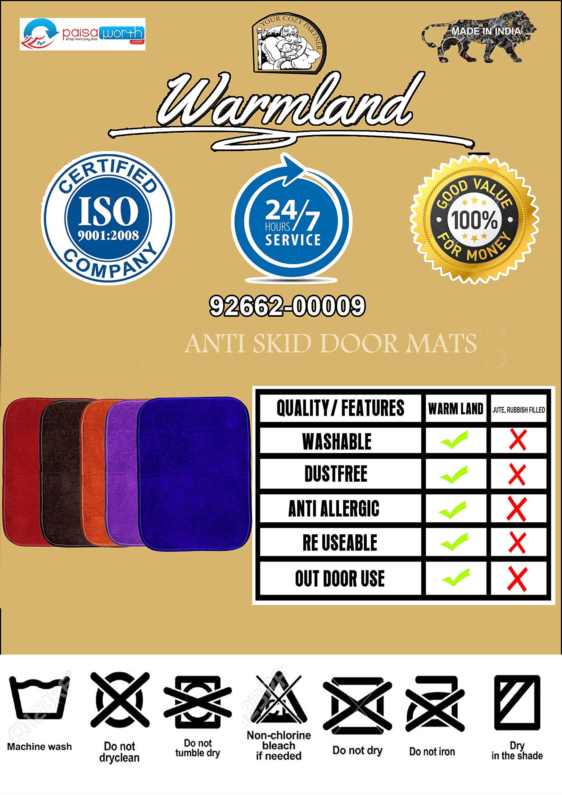 Warmland Anti Skid Solid Polyester Bath Mat-15 x 22"", Blue 3