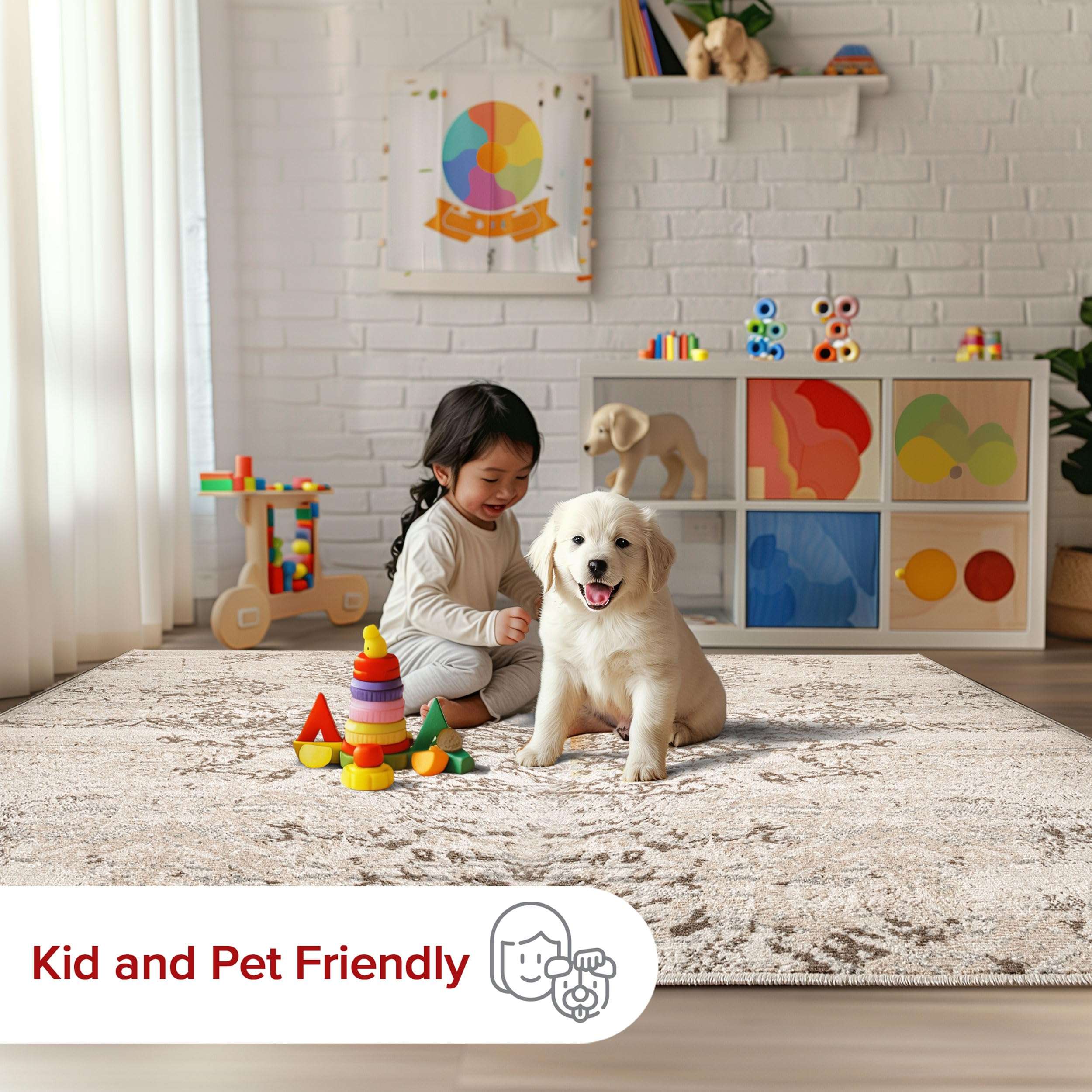 nuLOOM Freja Faded Floral Runner Rug, 2' 6" x 10', Beige 5