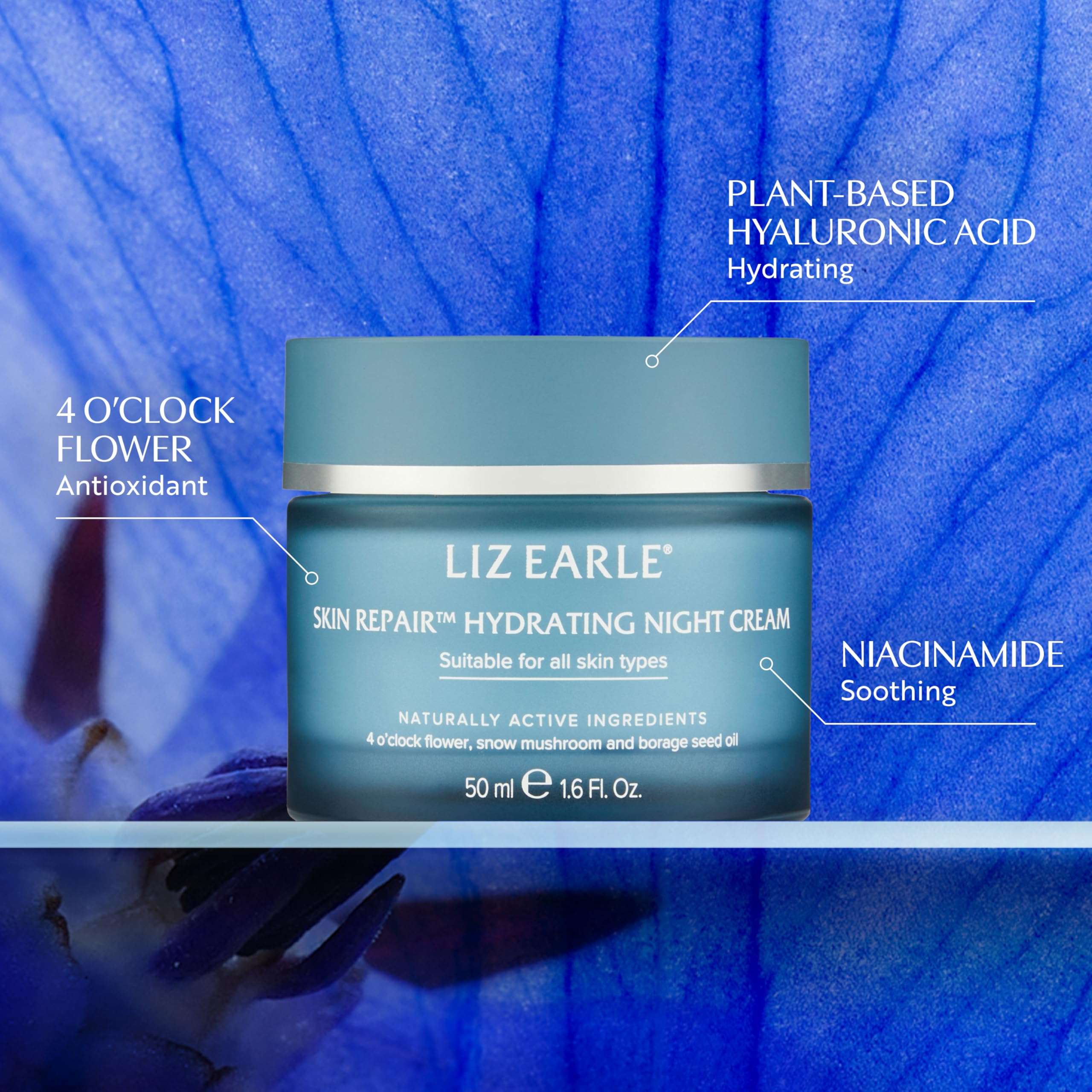 Liz Earle Skin Repair Hydrating Night Cream - Deeply Replenishing Face Moisturizer to Help Reduce Signs of Fatigue and Boost Hydration - Enriched with Plant-Based Hyaluronic Acid & Niacinamide (50 ml) 3