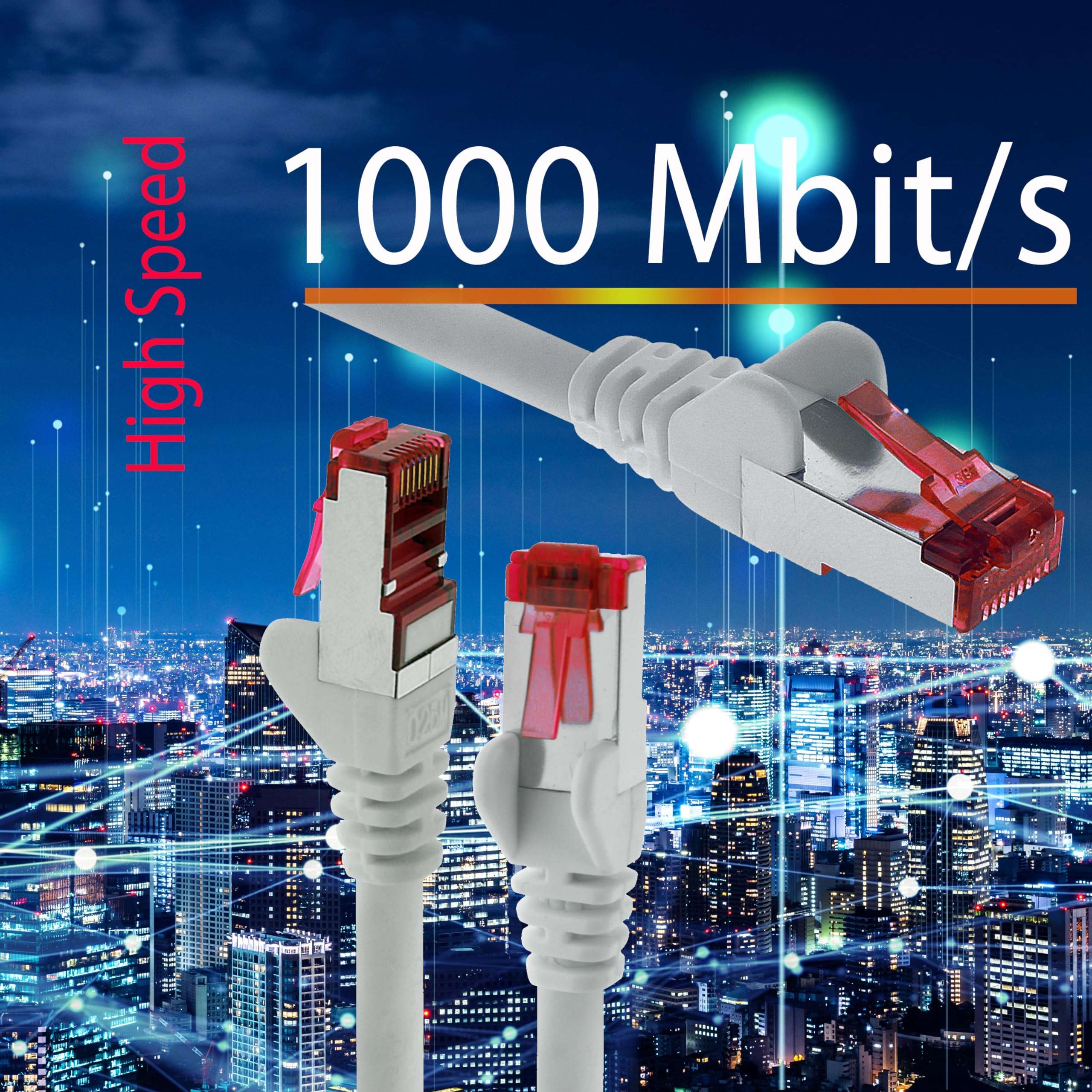 1aTTack.de 10x 0.82 FT - CAT.6 SFTP Ethernet Cable LAN Patch Cat 6 Internet Rj45 Plug 1Gbit/s (0.25 Meter) Red 5