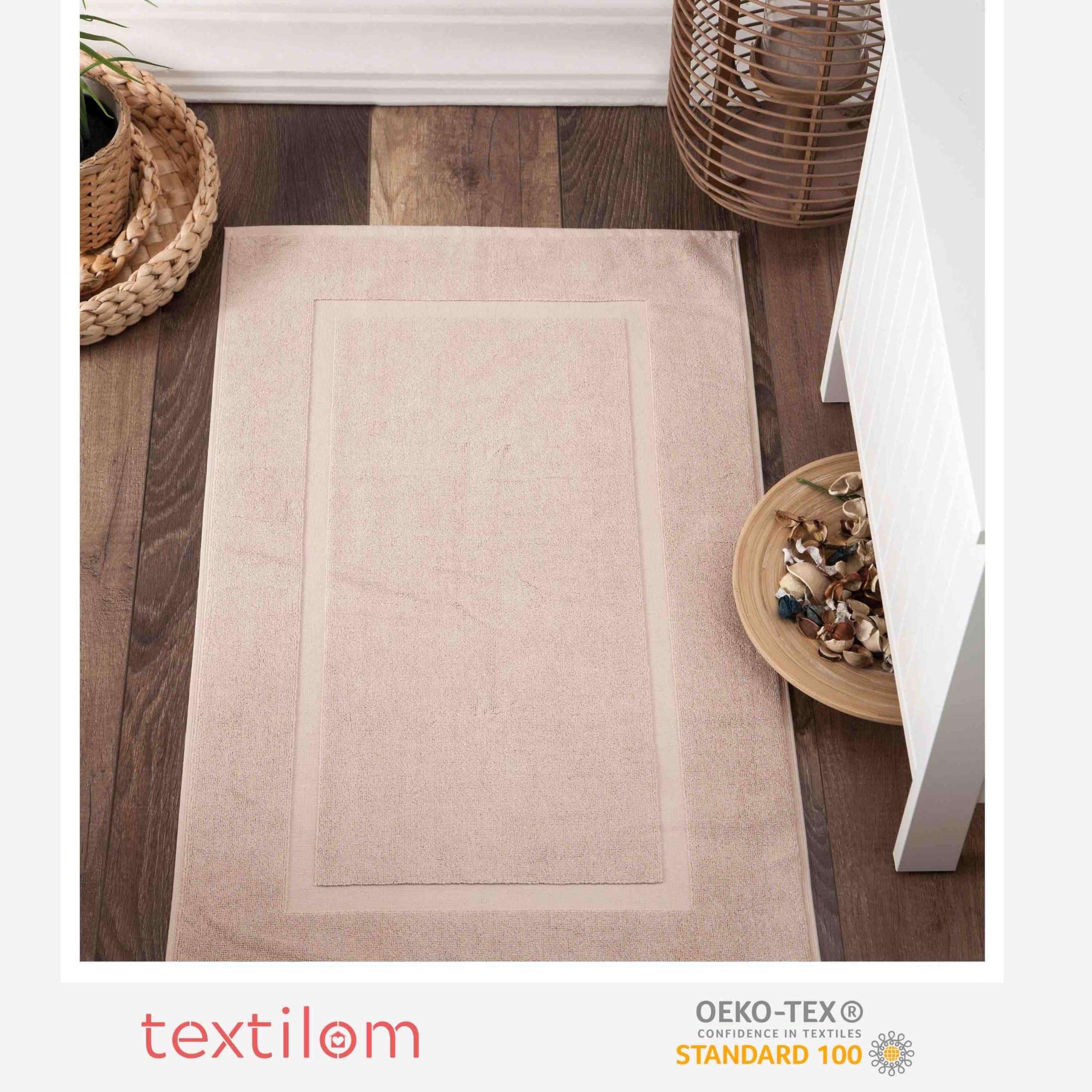 TEXTILOM Luxury 2 Pack Banded Cotton Bath Mats for Bathroom Floor [ Hotel, Spa, Tub, Shower Bath Mat Floor Towel Set ], Machine Washable & Soft & Absorbent & Quick Dry (20''x34'')- Beige 4