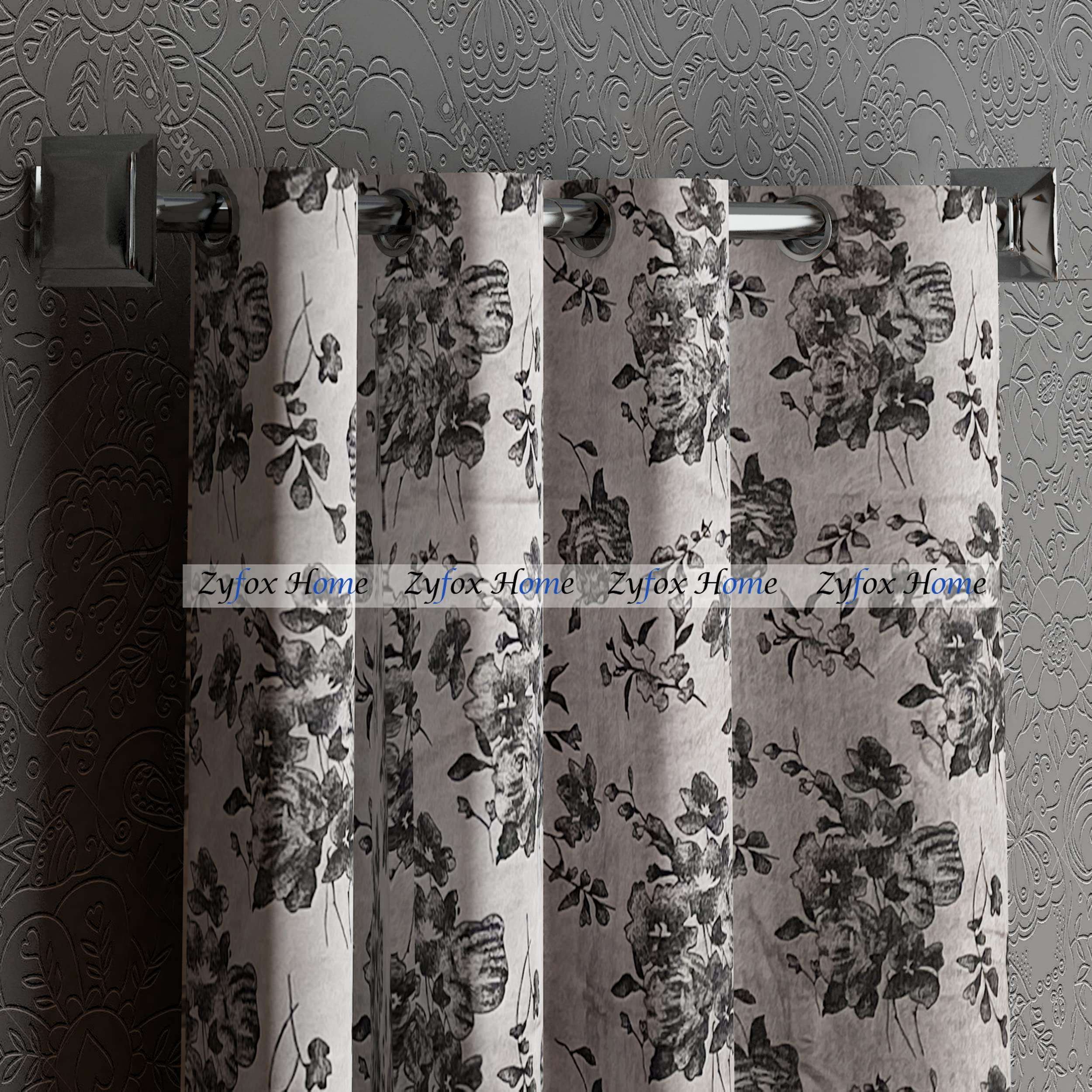 ZYFOX HOME Suede Velvet Texture Eyelet Simple Long Door Curtain- Pack of 1 (Pack of 1-9 feet, Grey) 3