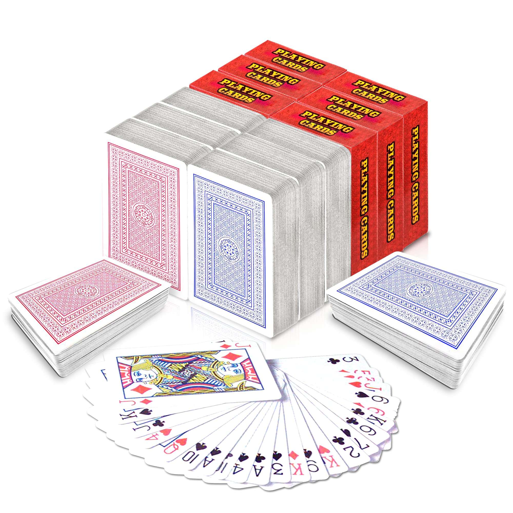 Gamie Red and Blue Decks of Playing Cards - Pack of 12 - Each Pack Includes a Printed Box - Fun Poker Night and Party Favors - Great School and Carnival Prizes for Adults & Kids Ages 3+ 1