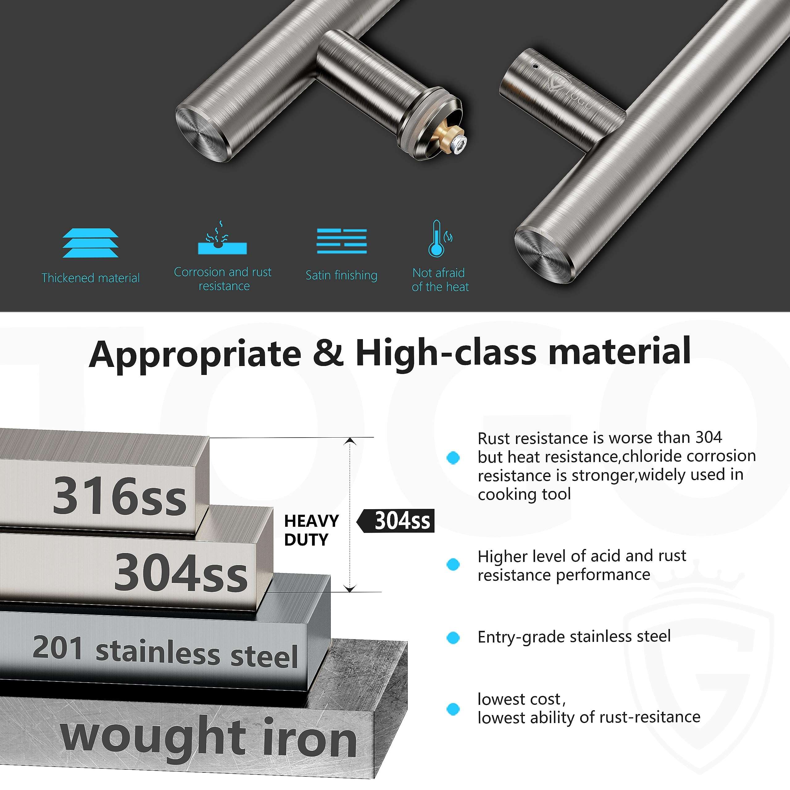 TOGU TG-6012 900mm/ 36 inch SUS 304 Stainless Steel Long Door Pull Handle with Solid mounting standoffs,Work as Push Pull Door Handles for Exterior Commercial Door/barn Door,Brushed Nickel Finish 5