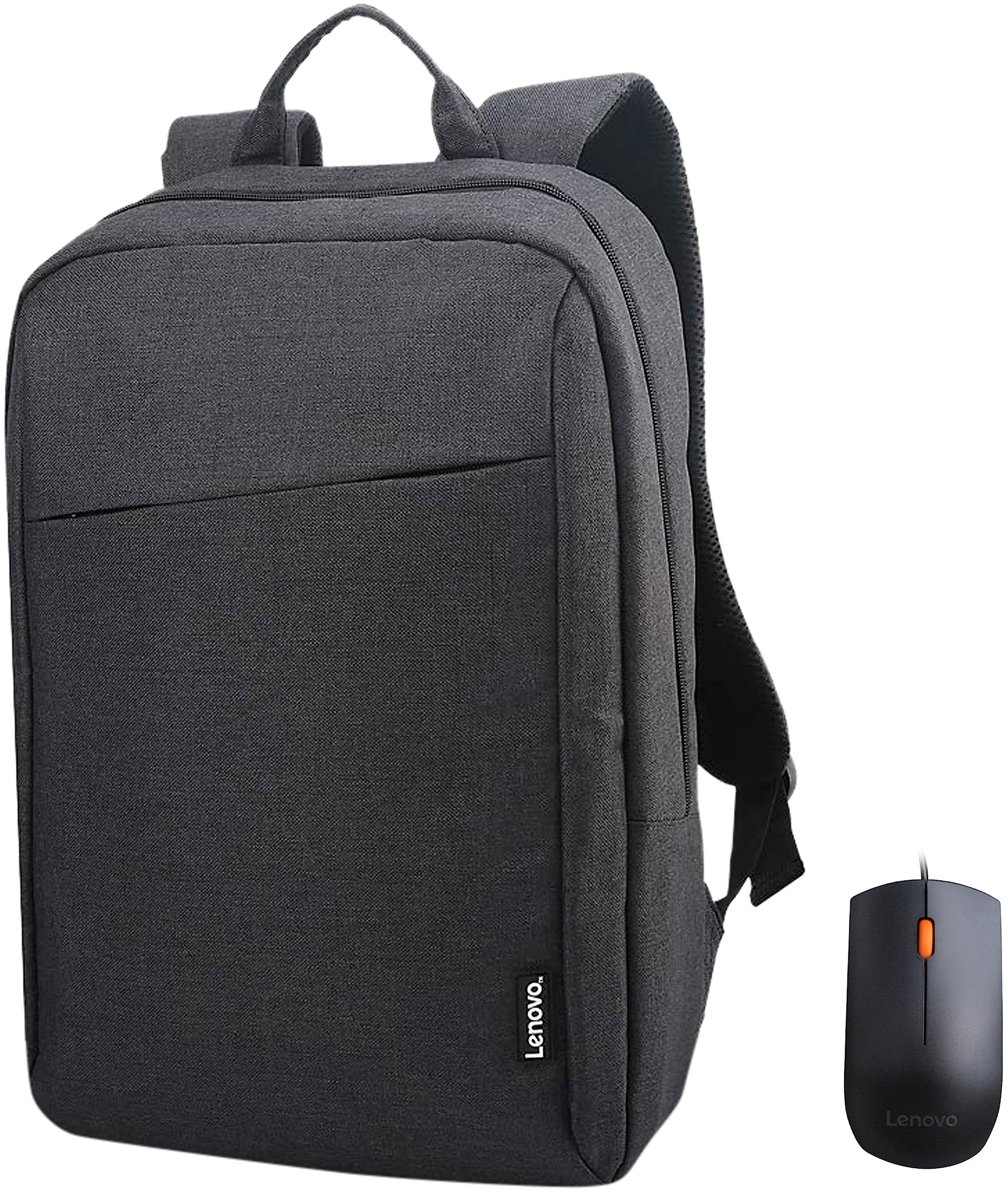 Lenovo Casual Laptop Backpack B210 15.6-inch(39.6cm) && 300 Wired Plug & Play USB Mouse, High Resolution 1600 DPI Optical Sensor, 3-Button Design with clickable Scroll Wheel
