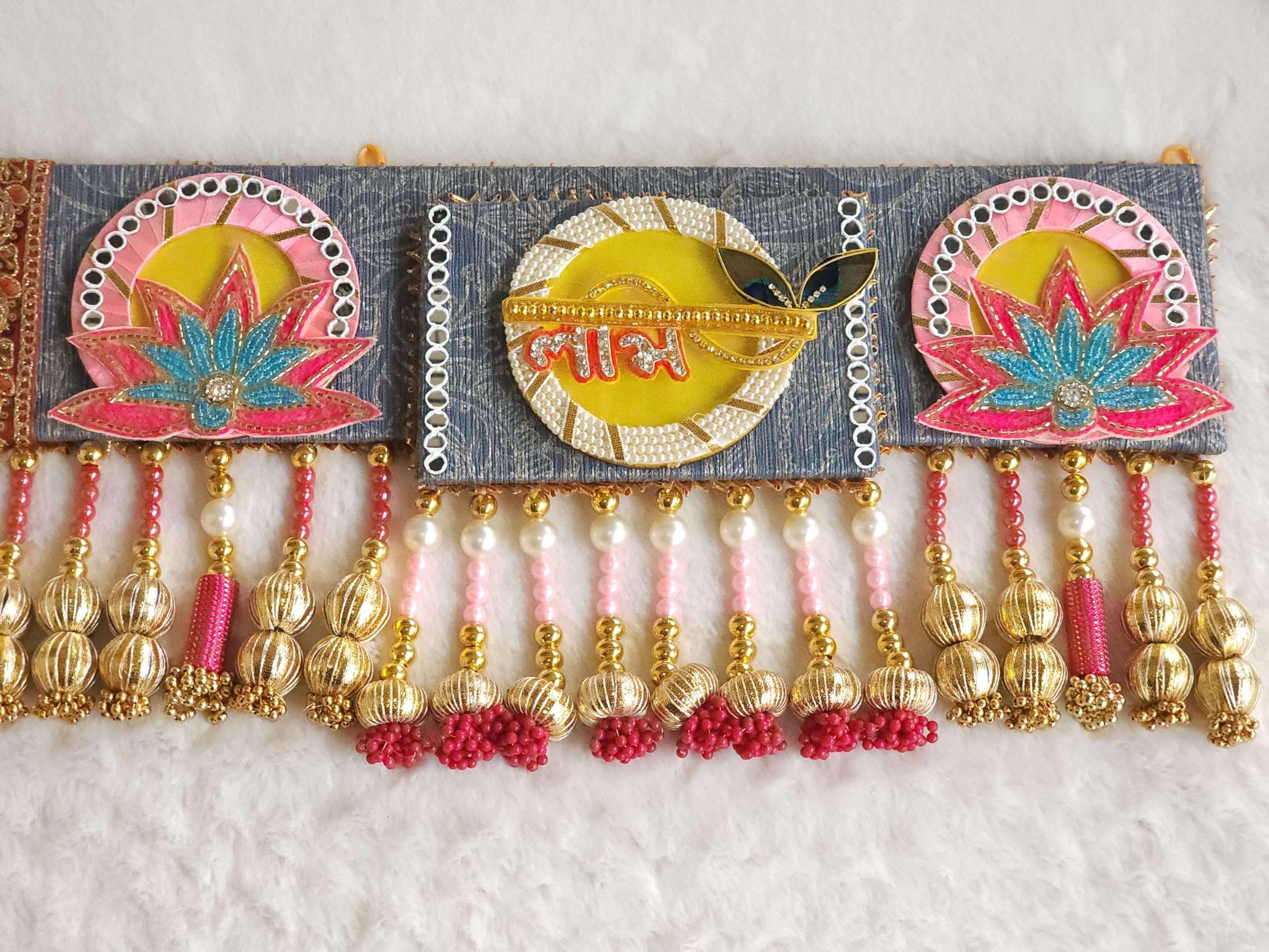 Netra Arts Krishna Bandhanwar Toran, Ethnic Entrance Hanging for Puja & Festivals, Spiritual Housewarming Decoration(Multicolor_40*9 inches) 3