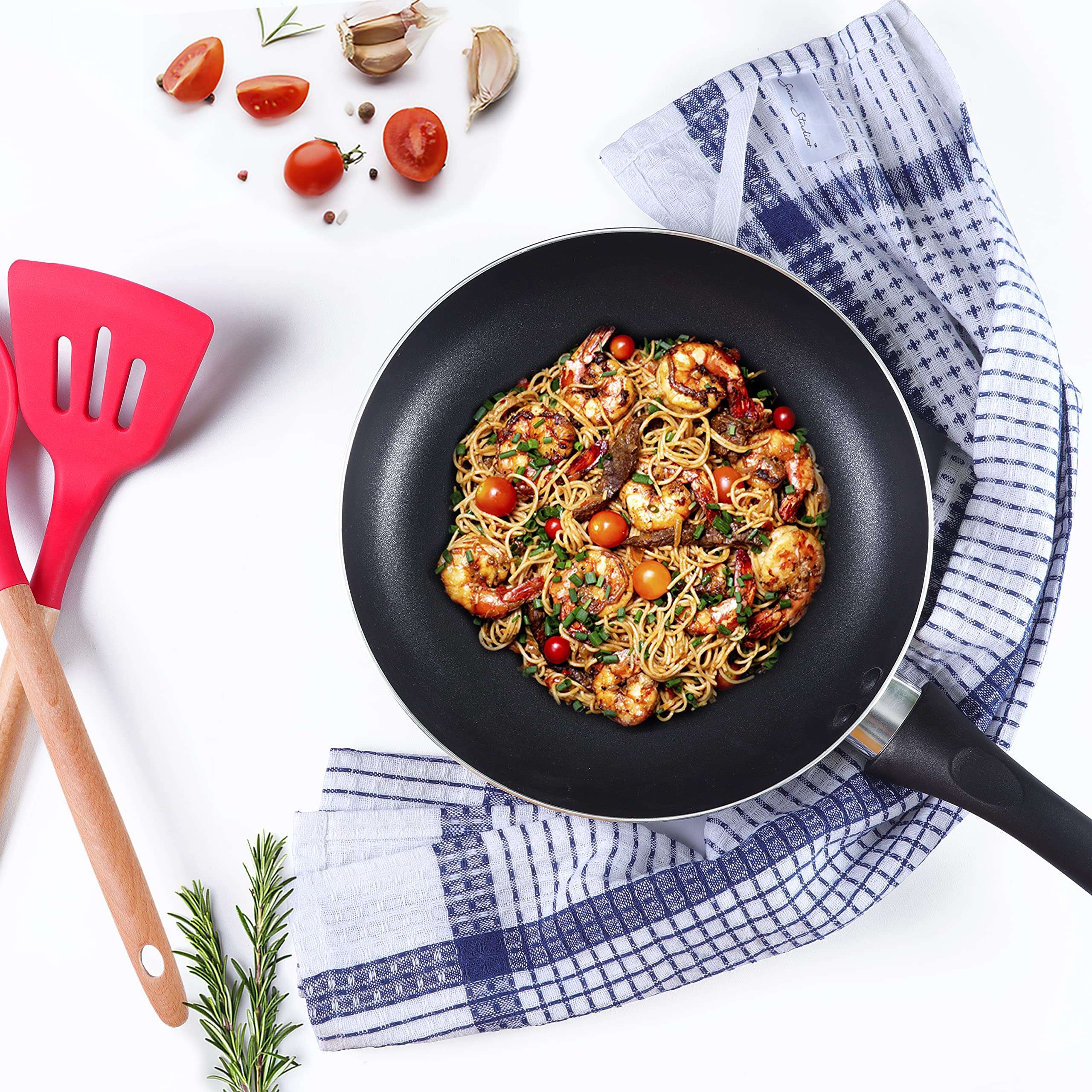 SAMI STUDIOS Kitchen Dish Towels Made with Eco-Friendly Cotton | Highly Absorbent for Cleaning & Quick Drying of Plates & Glasses | X-Large, 40 x 60 CM | Elegant Waffle Checks (Set of 10 Pieces) 3