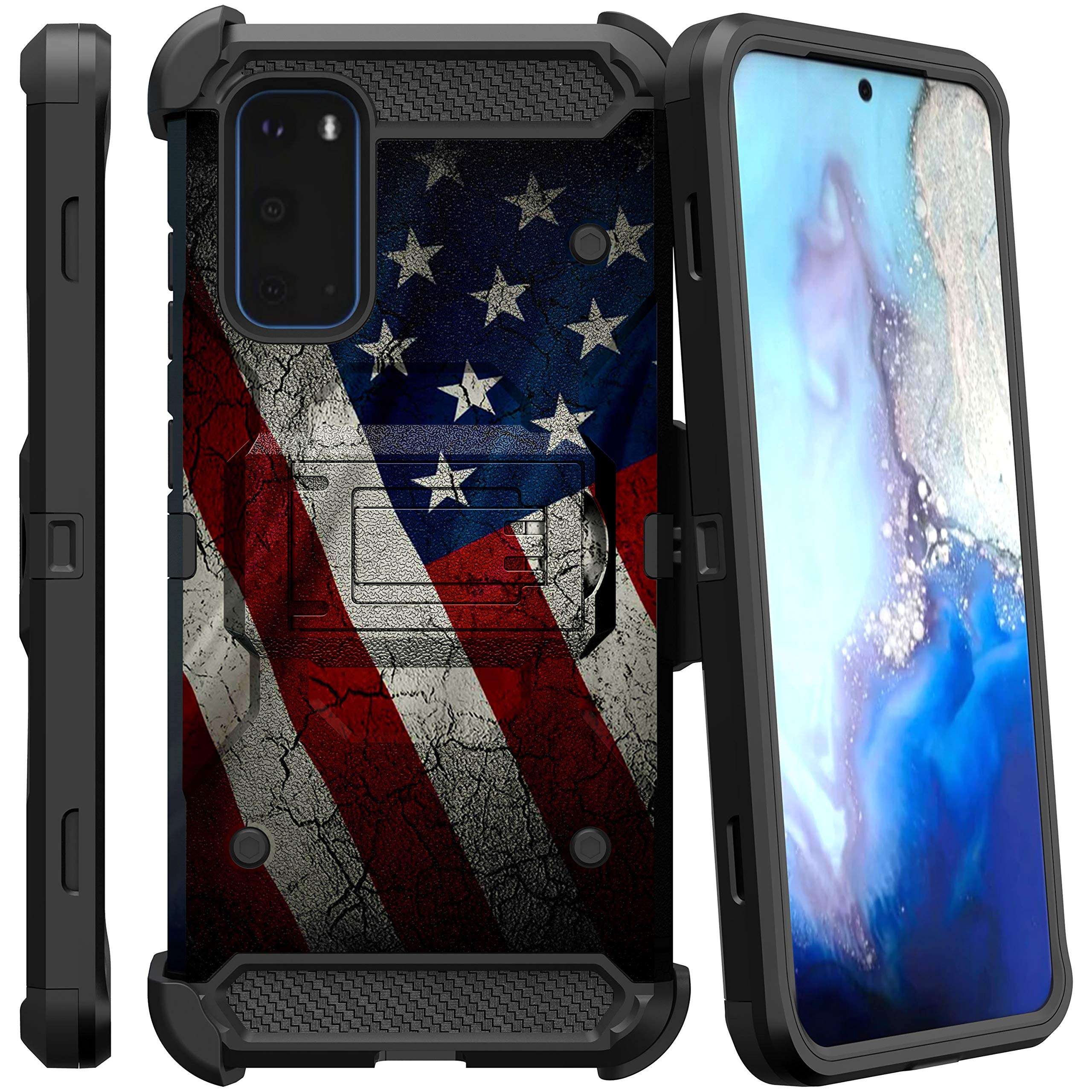 TurtleArmor | Compatible with Samsung Galaxy S20+ Plus Case 6.7 | S11 Case [Armor Pro] Heavy Duty Full Body Armor Hybrid Kickstand Rugged Cover Holster Belt Clip Case - American Flag 2
