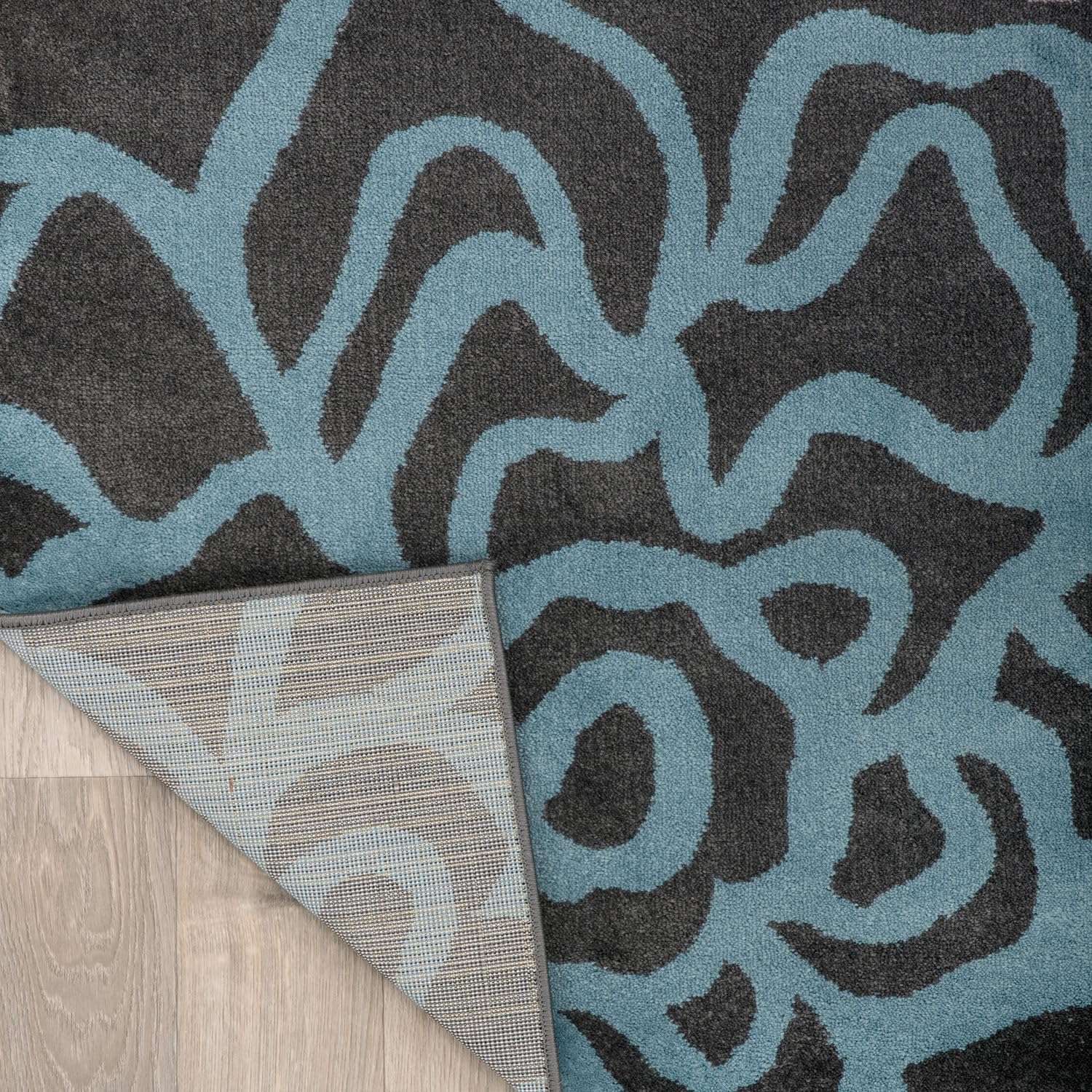 Rugshop Contemporary Modern Floral Abstract Flowers Easy Maintenance for Home Office, Living Room, Bedroom, Kitchen Soft Area Rug 3'3" x 5' Gray 6