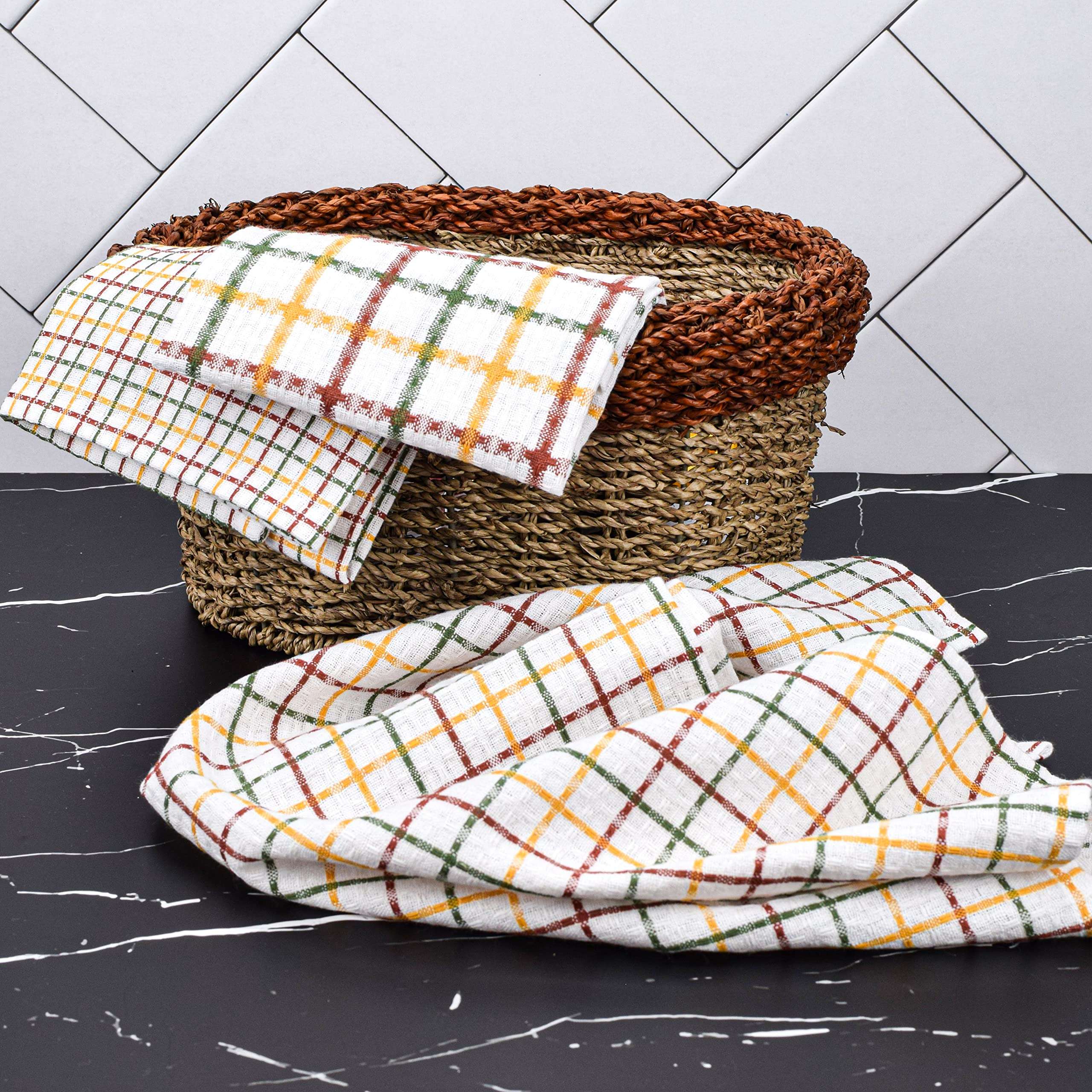 Sami Studios Kitchen Cleaning Napkinl Super Value Pack 100% Pure Cotton Napkin Soft Absorbent Hand Napkin, Daily Use Face Napkin, Large Size 40 x 60 cm, Morocco Check (Set of 3 Pcs) 5