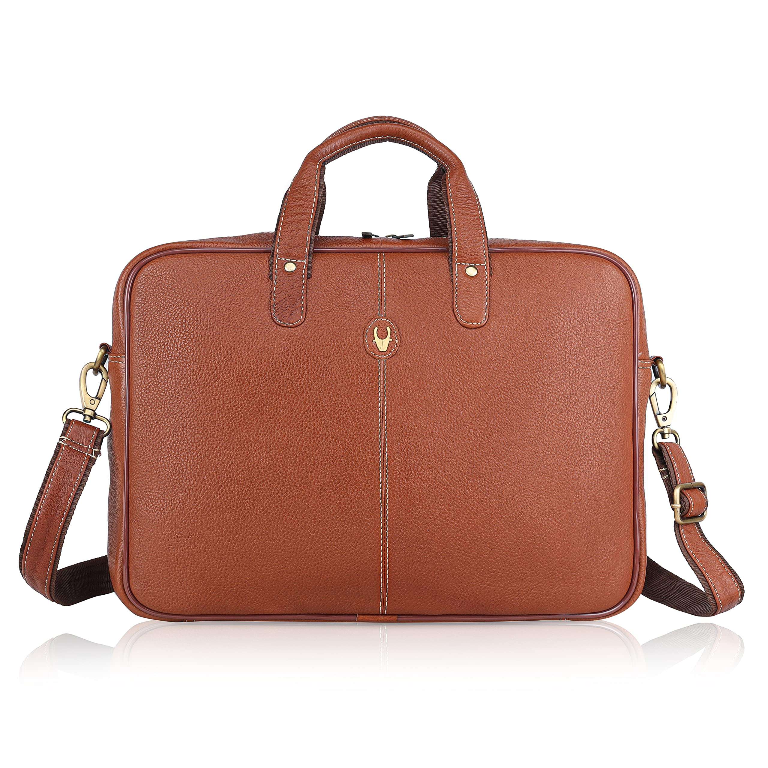 WildHorn Leather Laptop Bag for Men/Office Bag for Men | Fits Upto 15.6 Inch Laptop/MacBook | Laptop Messenger Bag/Leather Bag for Men I Dimension : L-16 inch W-3.5 inch H-12 inch (Tan) 4
