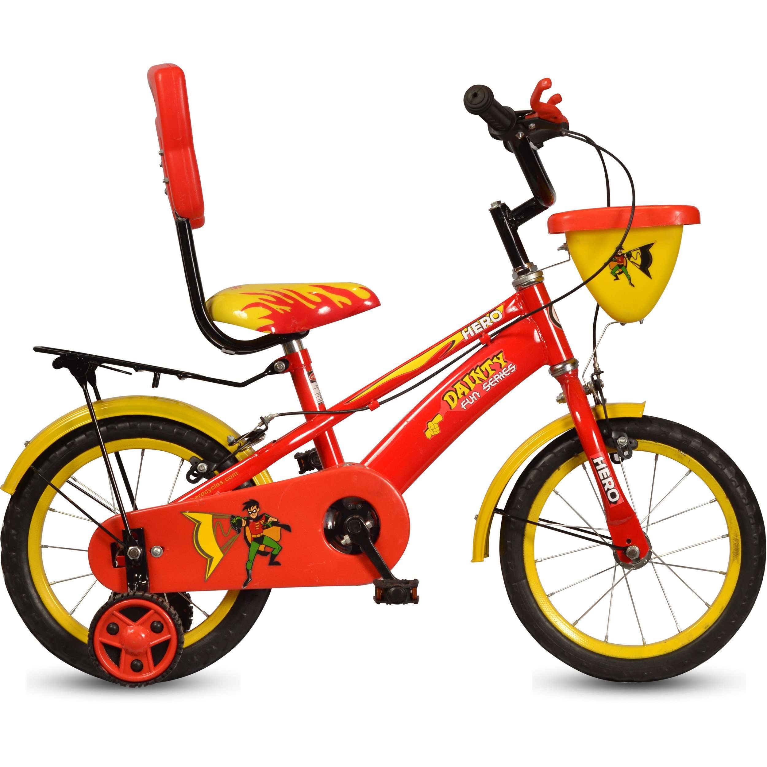 Hero Dainty Steel 14T Single Speed - 9 Inch Frame (Unisex Kids Bicycle) (Red/Yellow), Rigid 1