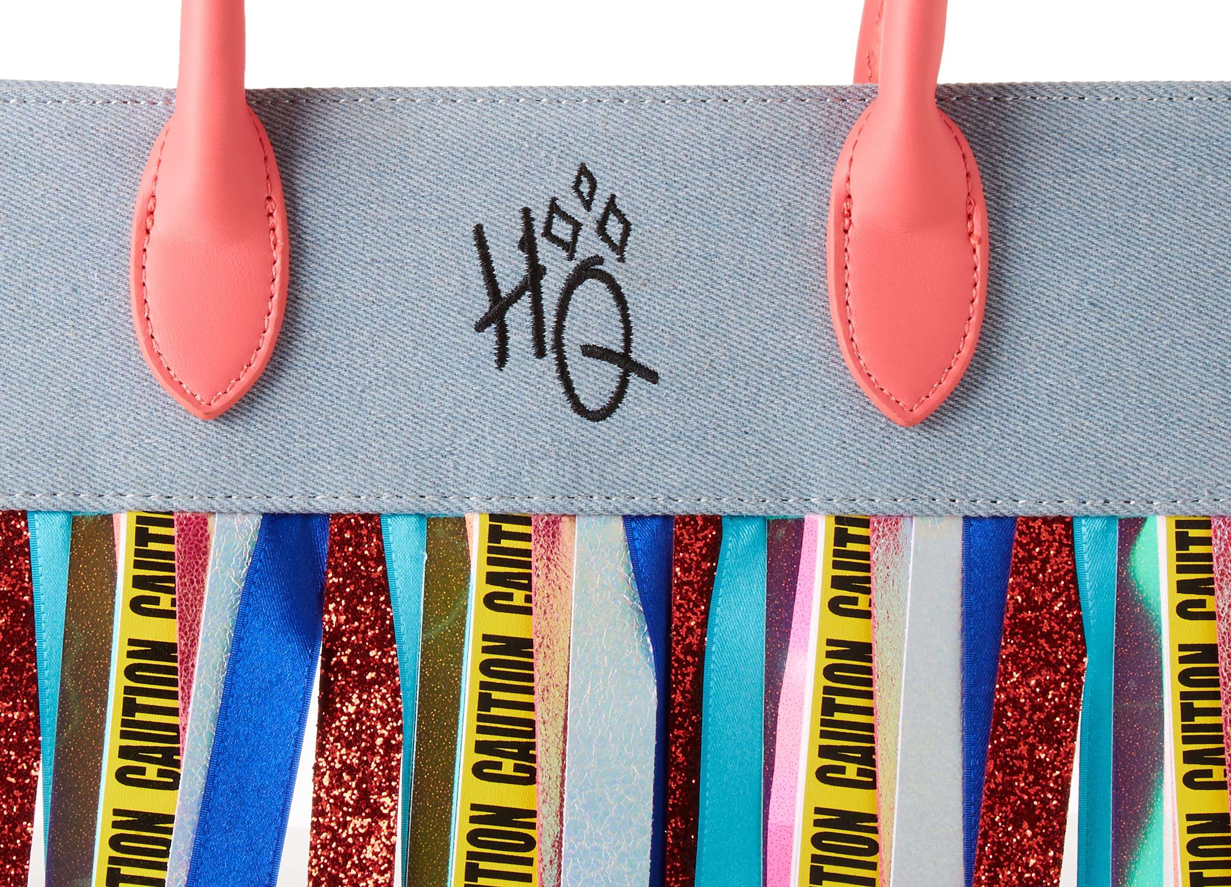 Loungefly x Birds of Prey Harley Quinn Caution Tape Fringe Crossbody Bag (One Size, Clear/Multi) 5