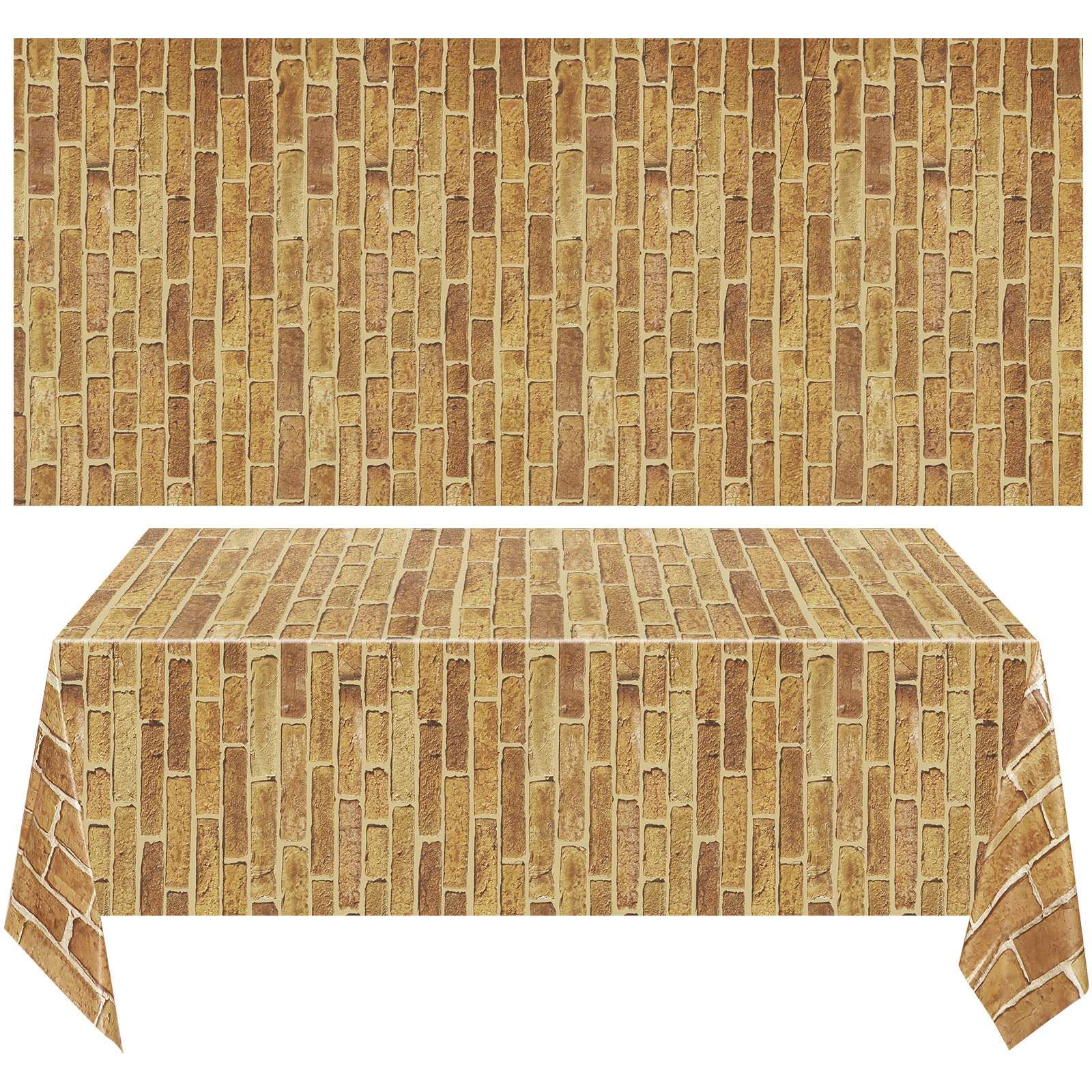 2 Sheet 4.5 x 9 Ft Brick Stone Wall Backdrop Stone Wall Scene Setter Brick Sheet Wallpaper Curtains Door Removable Brick Tablecloth Photo for Halloween Christmas Party Home Decor 1