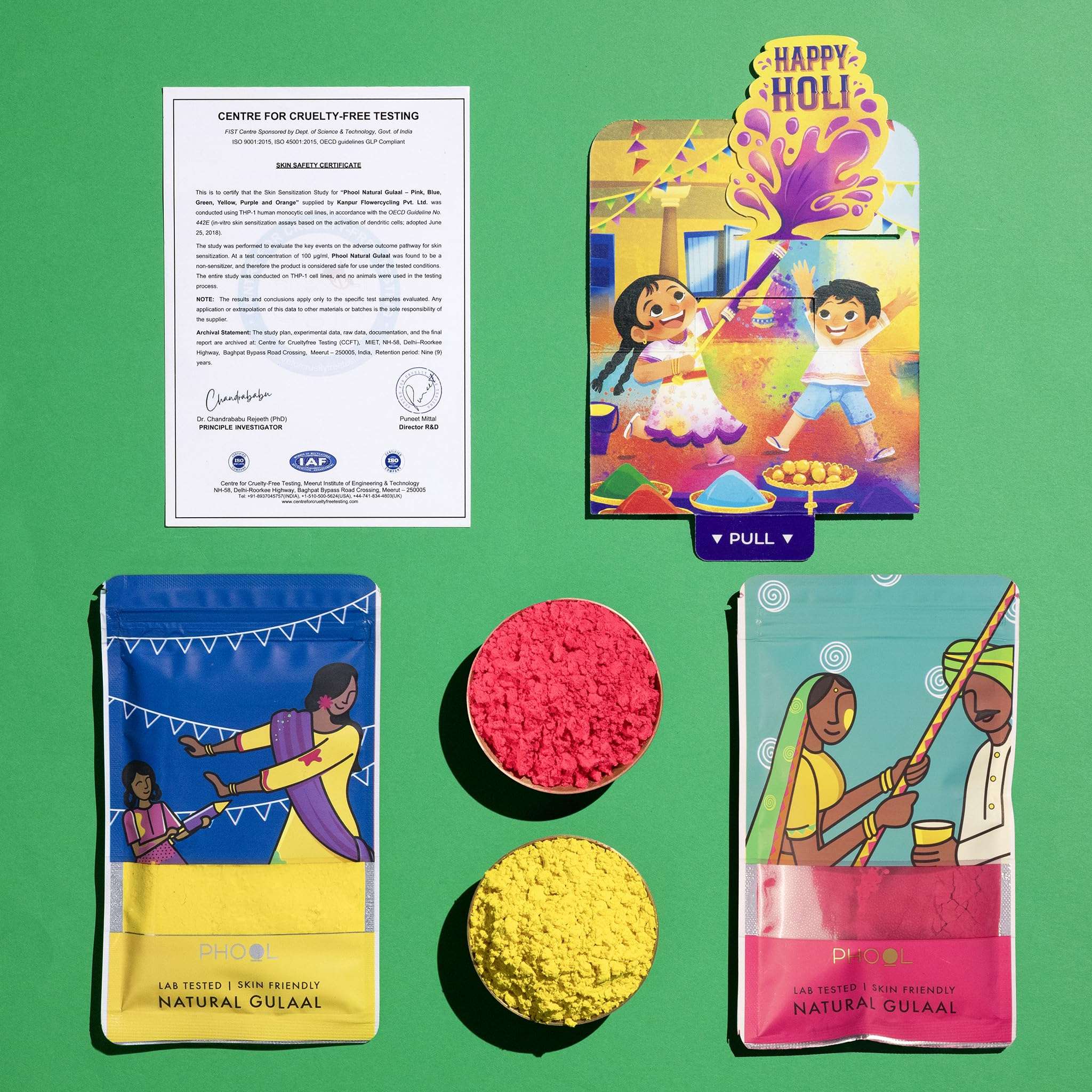 Phool Double Dhamaal Natural Gulal Pack (Yellow + Red) | 150 GMS Natural gulal Holi Colors | Skin Safe gulal with Certificate | Holi Gulal Pack for Kids & Family | Interactive Card 4
