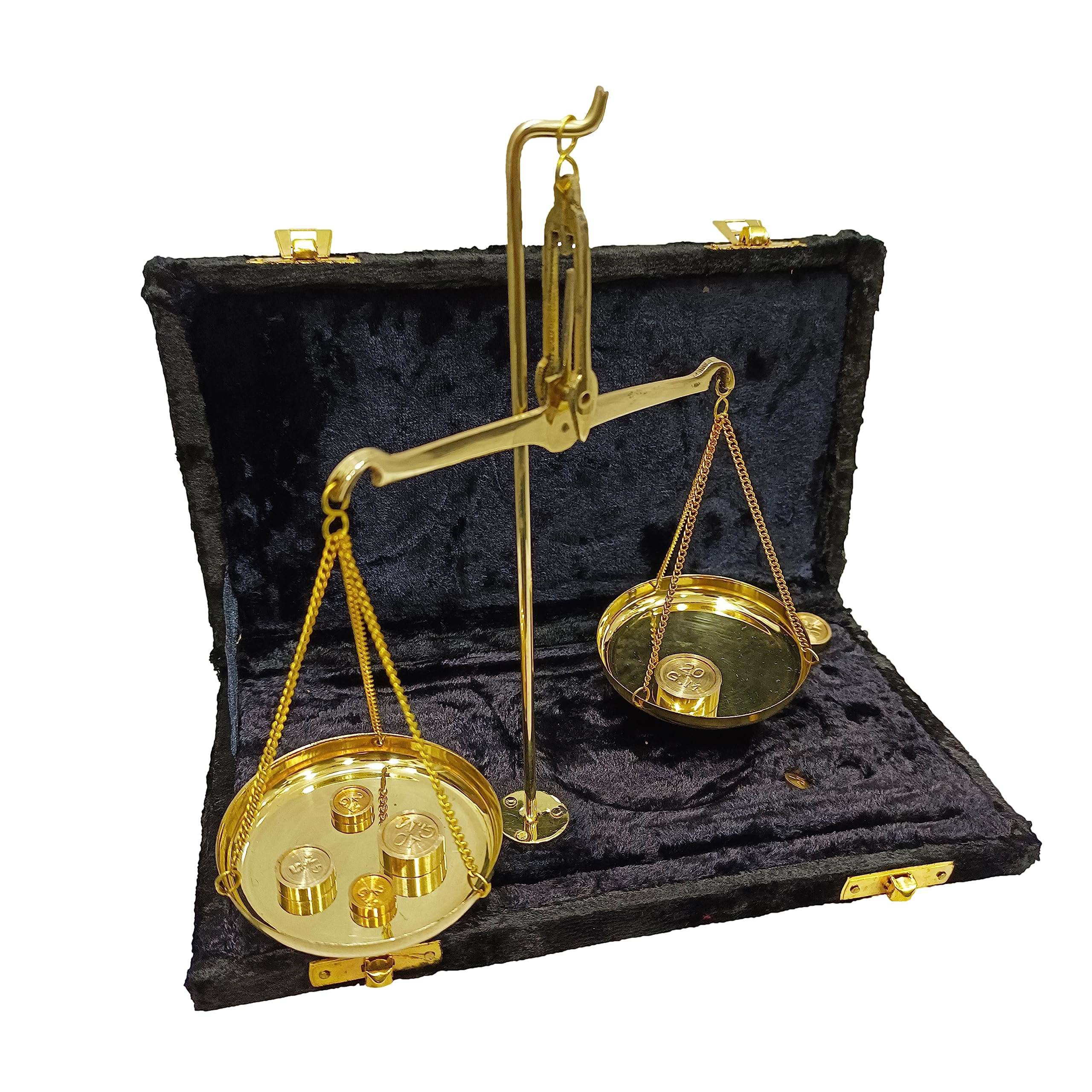 Vintage Old Traditional Goldsmith Weight (Tarazu) showpiece Antique Brass Weighing Scale Balance Justice Law Scale Decoration Collectibles Marine Instrument Home/Office Table Decor 6