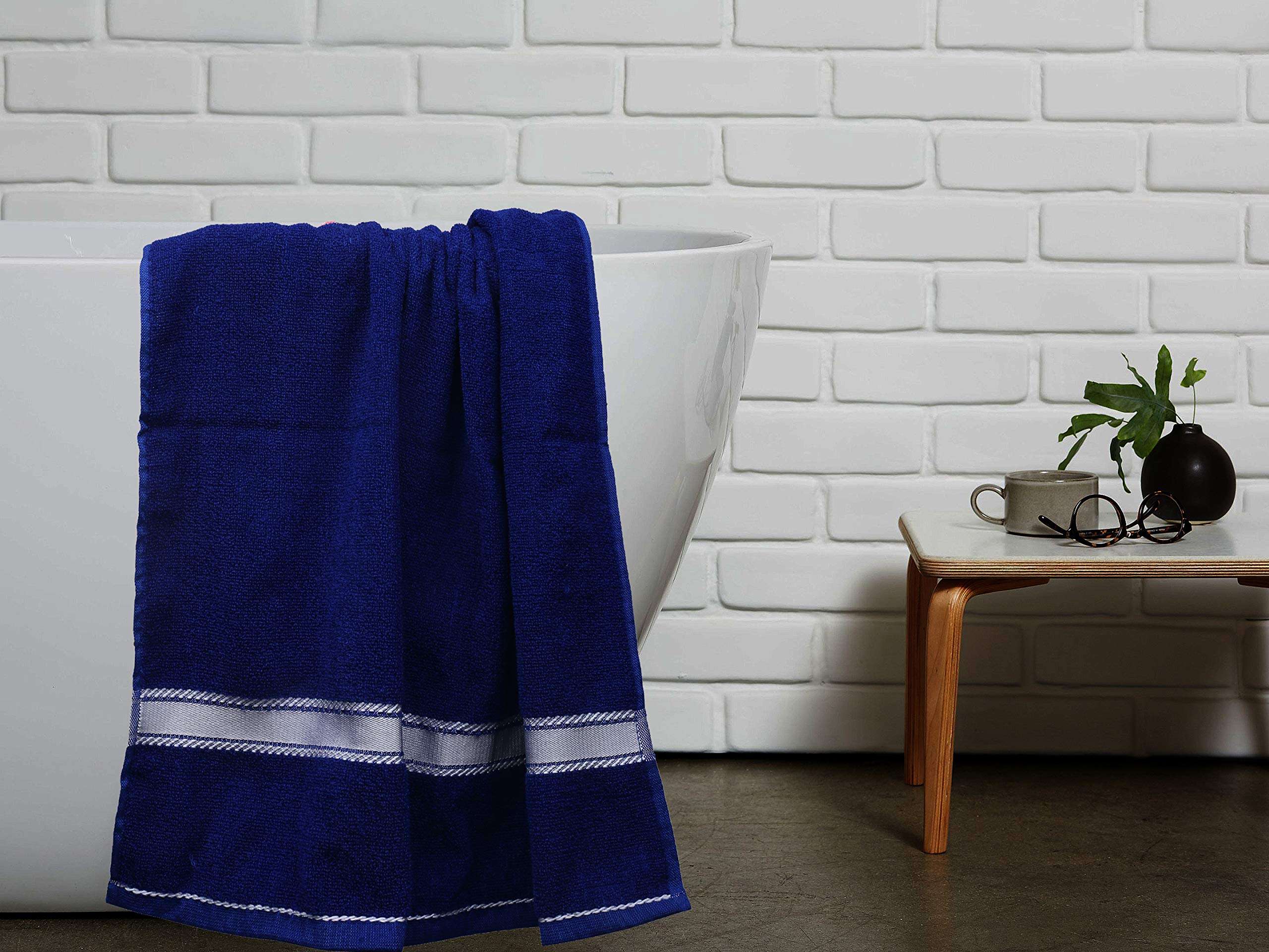 Kuber Industries Polyster 5 Pieces Full Size Bath Towel 30" x 60"(Blue) 5