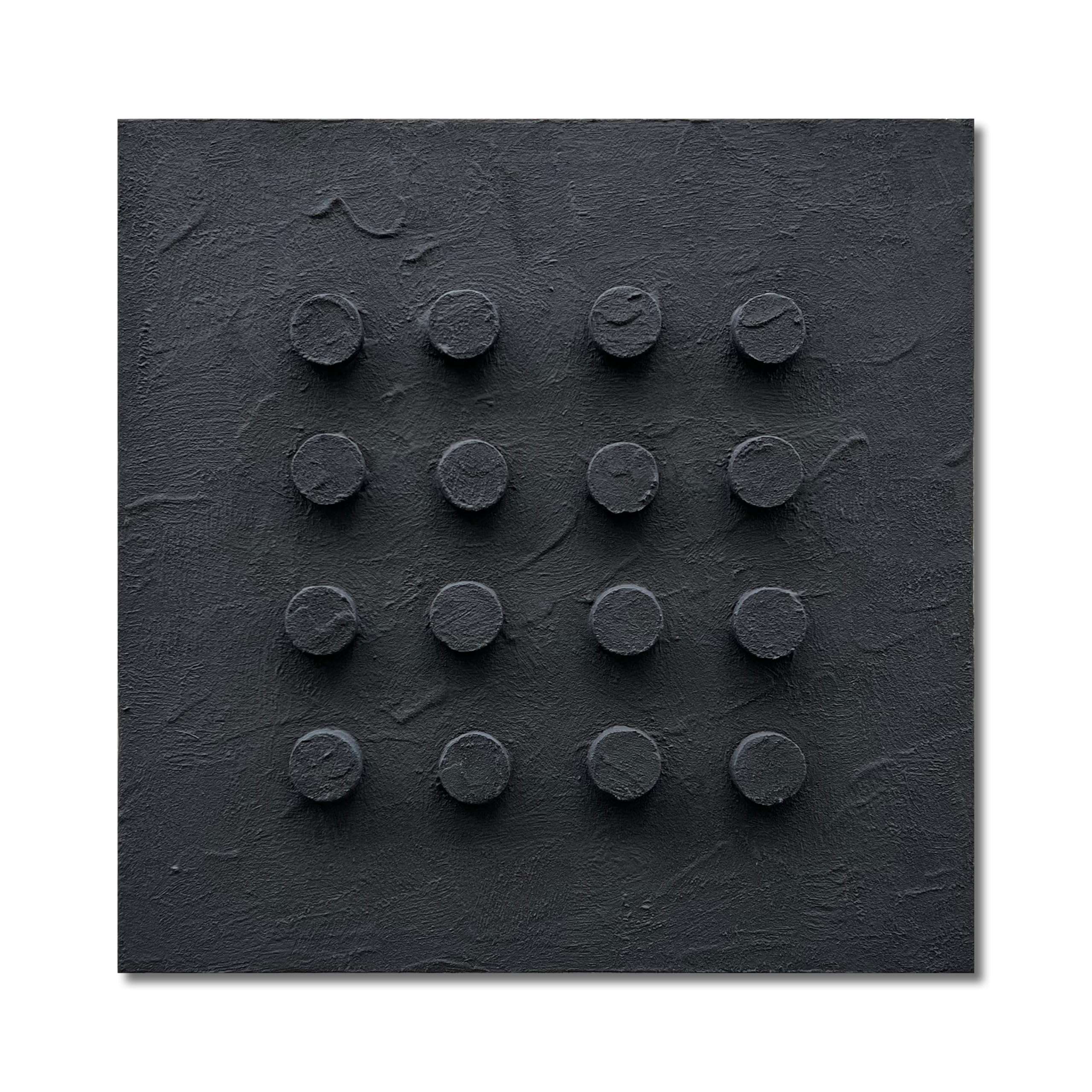 NANKAI Art Hand-Painted Black Thick Texture Abstract Art Oil Painting 24x24 inch Modern Minimalist Art Home Wall Decoration Painting 1