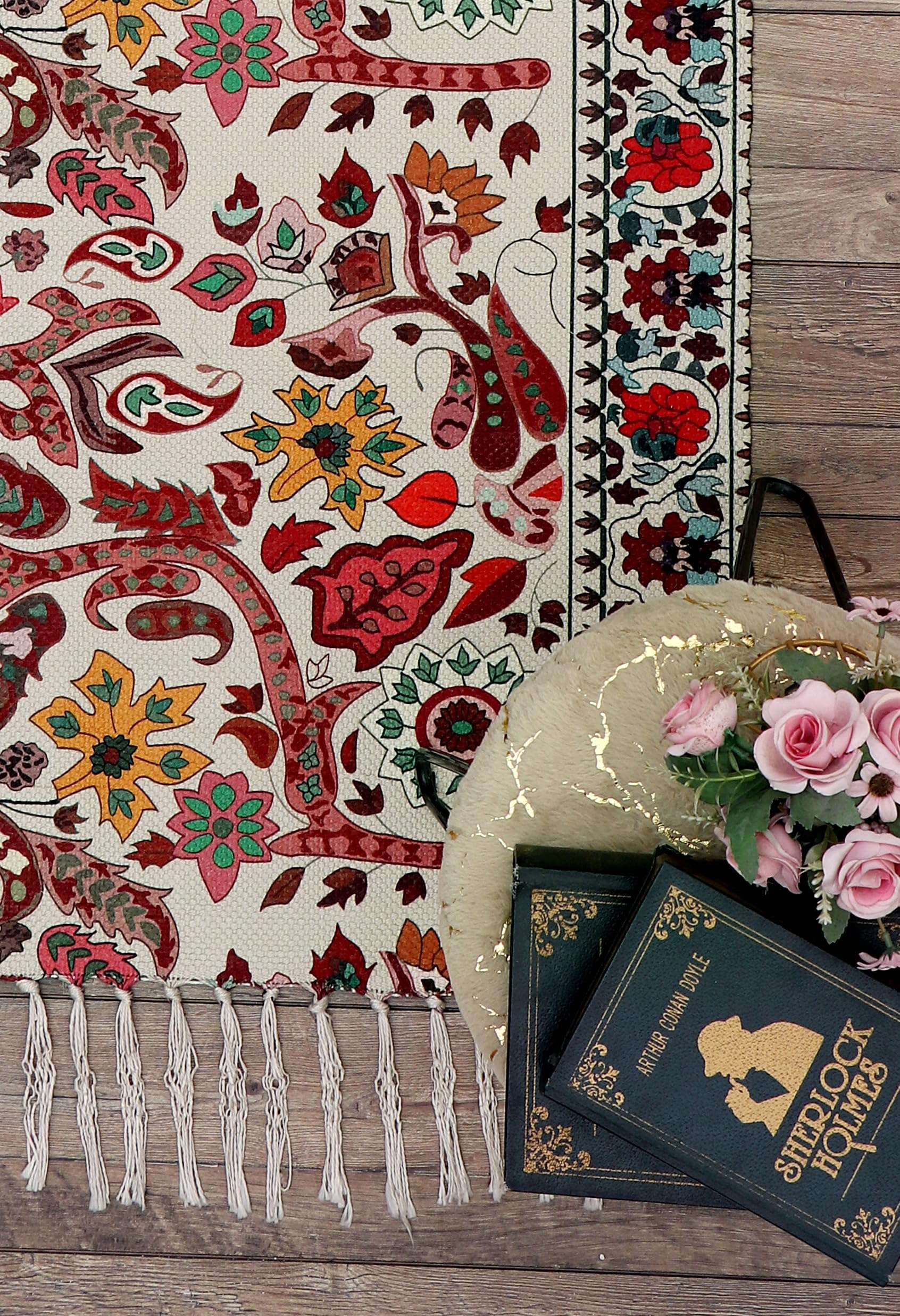 FABANE Handmade Printed Chindi Floor Rectangular Dhurrie/Rugs/Carpet For Living Room/Bedroom/Drawing Room/Hall Home Decor (2 Feet X 3 Feet, Multicolor) 5