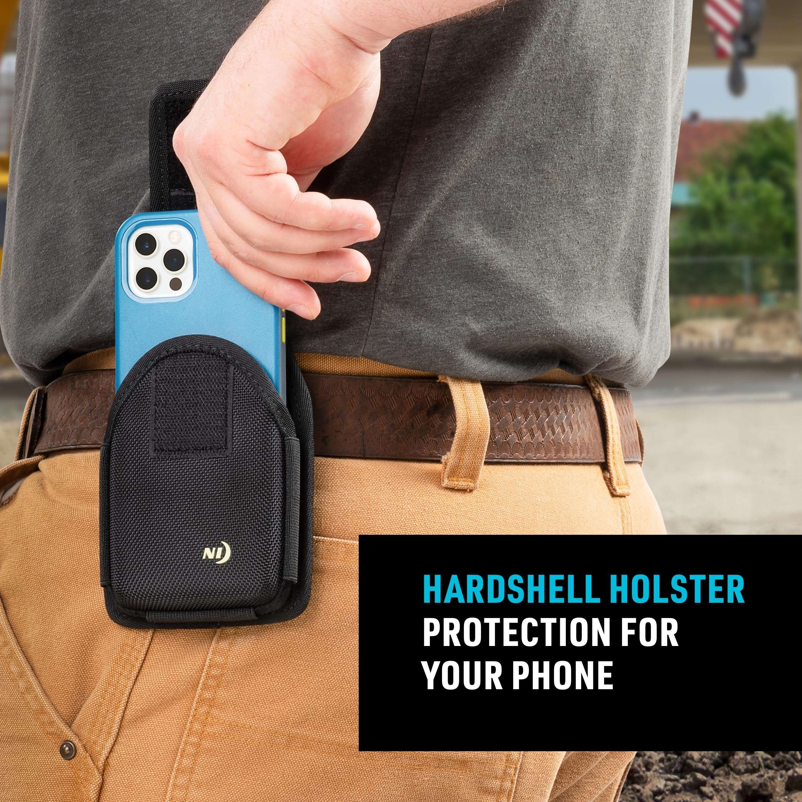 Nite Ize Clip Case Hardshell Universal Rugged Holster - Protective Phone Holder with Belt Clip - Holster for Men's & Women's Belts - Utility Belt Phone Pouch - X-Large, Black 3