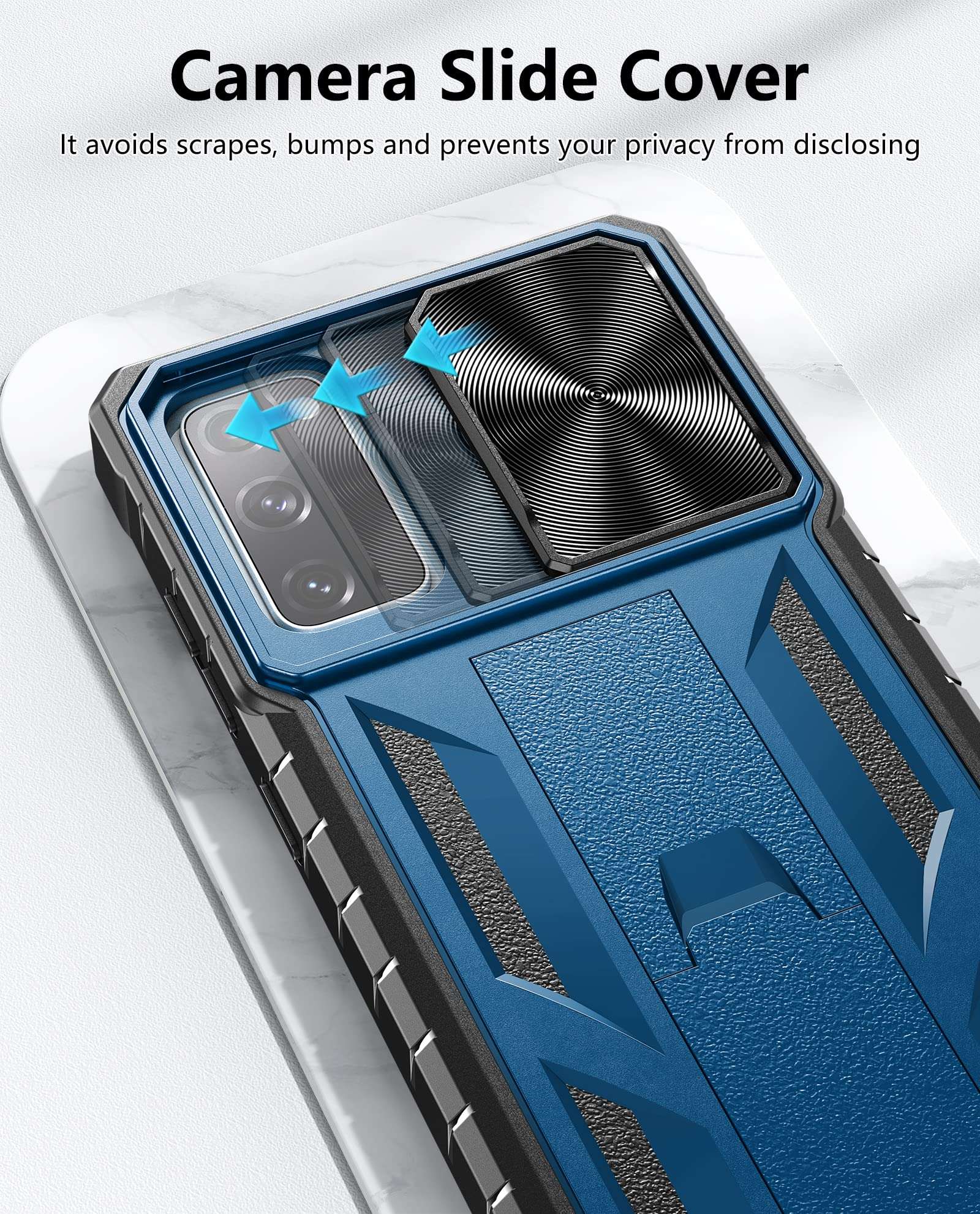 WTYOO for Samsung Galaxy S20-FE Case: Military Grade Drop Proof Protection 5G Mobile Phone Cover with Kickstand | Matte Textured Rugged Shockproof TPU Protective - Blue 2