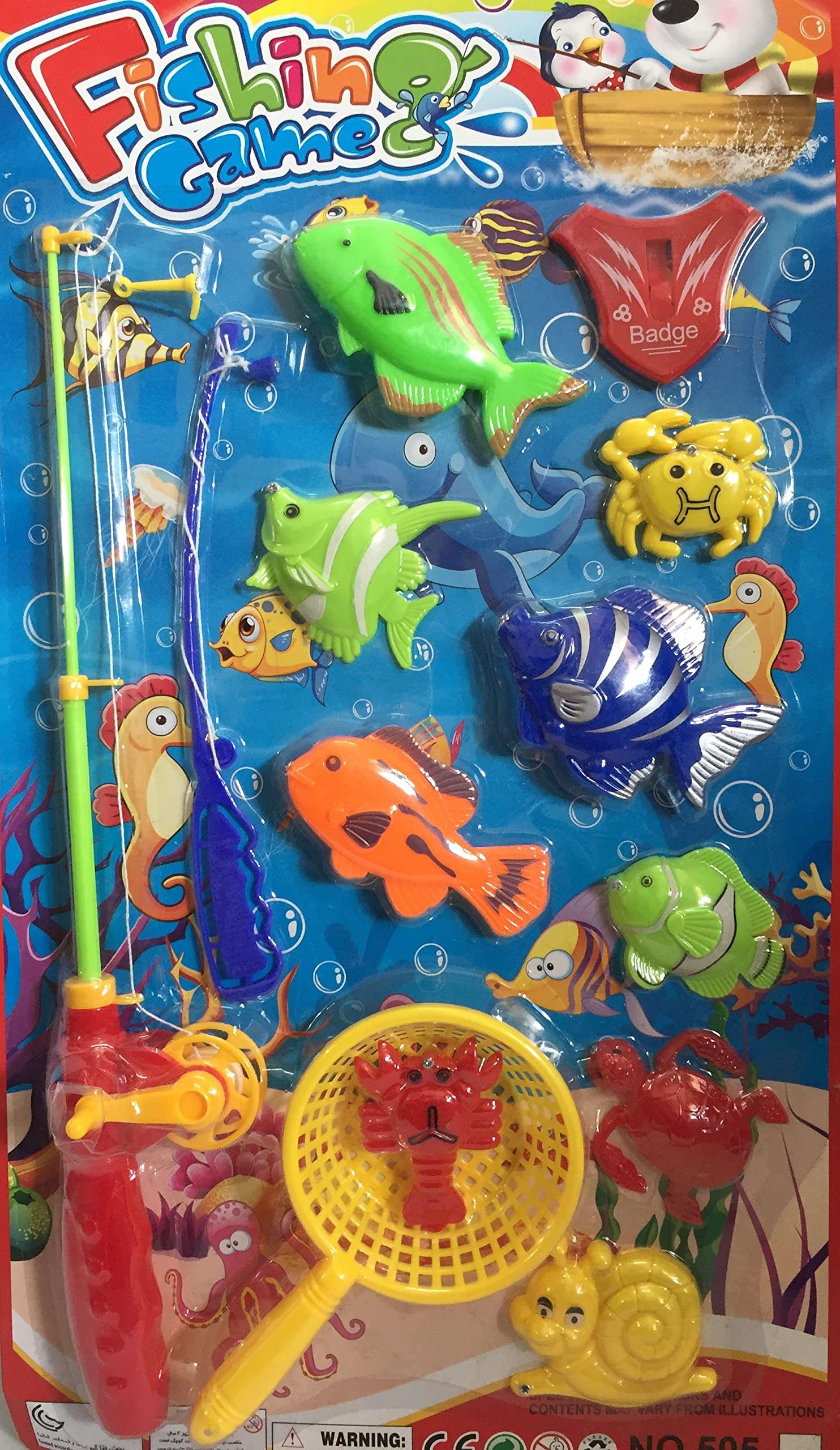 SLYTEK Magnetic Fishing Game Series Toy for Kids with Fishing Net, Fishing Rod & 9 Different Colorful Fishes 1